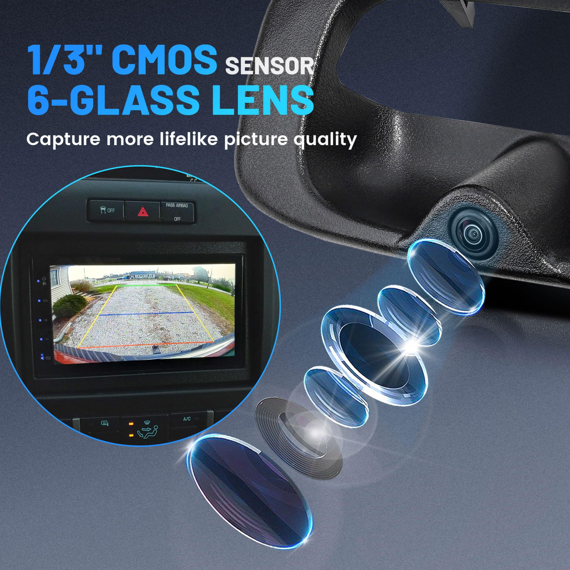 EWAY Tailgate Handle Backup Camera for 1999-2007 Chevy Silverado GMC Sierra 1500 2500 3500 HD Classic Tailgate Reversing Rear View Back Up Camera RCA Plug, Replaces# 15228539, GM1915105, GM1916102 - Image 2