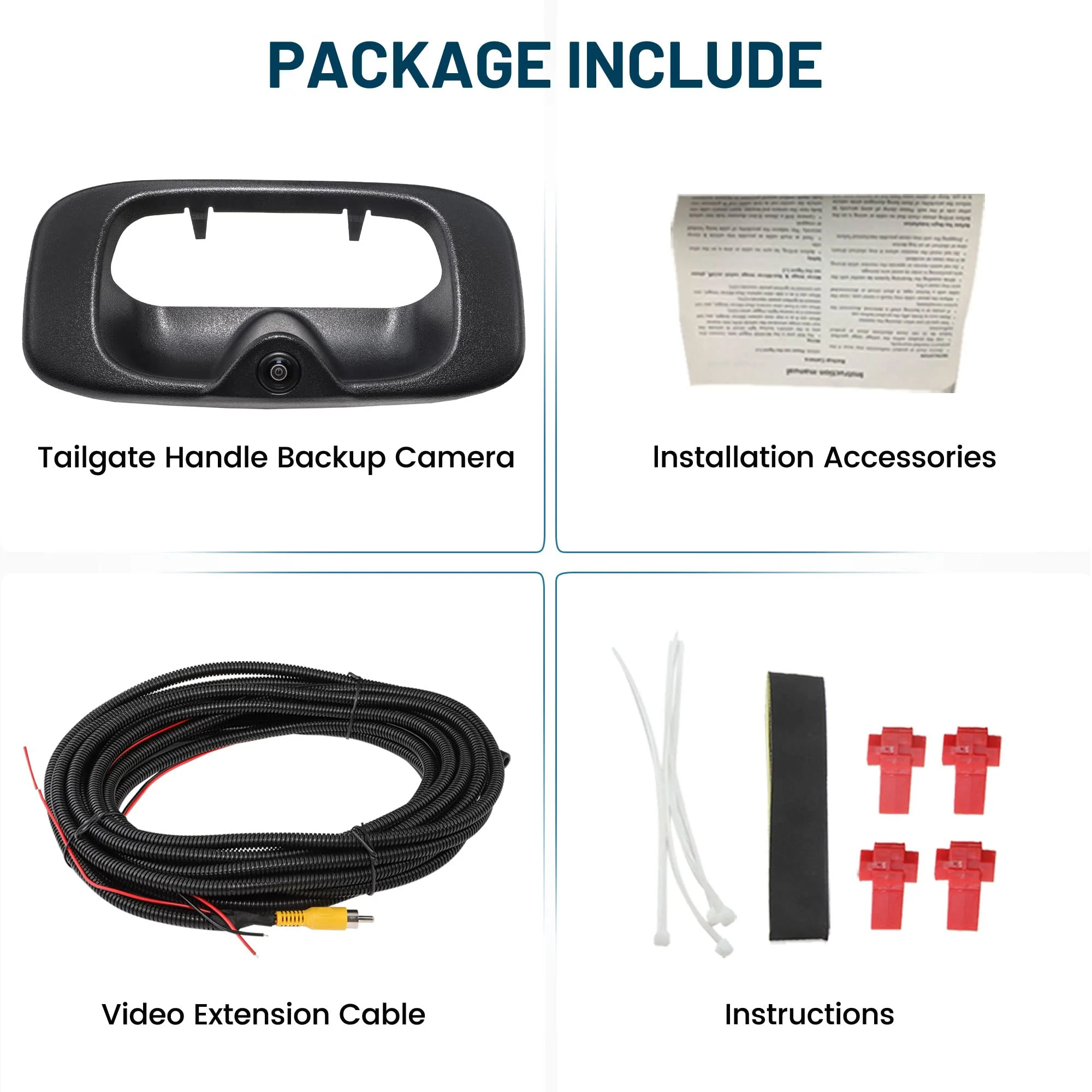 EWAY Tailgate Handle Backup Camera for 1999-2007 Chevy Silverado GMC Sierra 1500 2500 3500 HD Classic Tailgate Reversing Rear View Back Up Camera RCA Plug, Replaces# 15228539, GM1915105, GM1916102 - Image 8