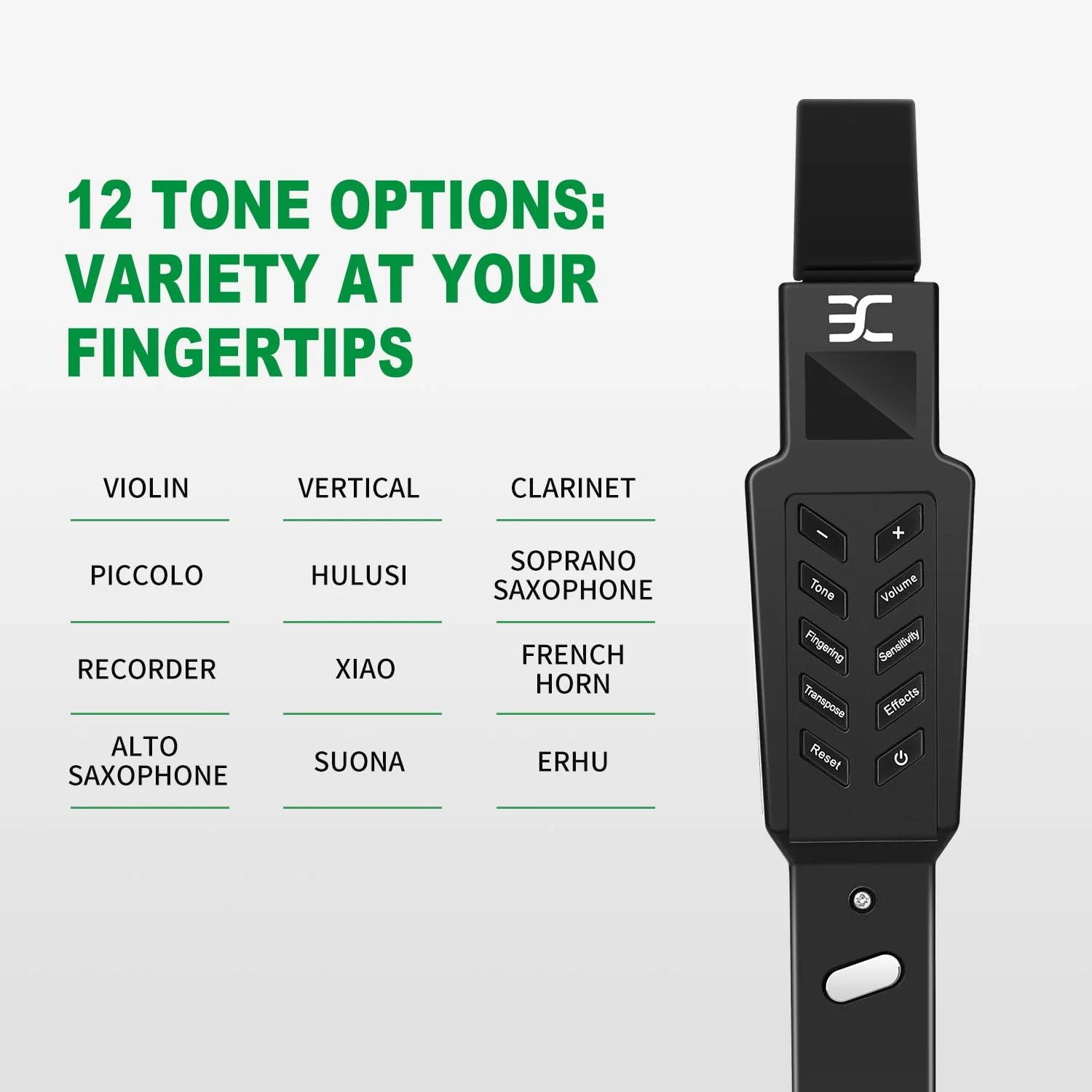 EX Digital Wind Instrument with 12 Tones, 3 Fingerings, Scales, Transpose Function, Automatic Vibrato, Three-octave Option, and Blow Intensities (Black) Black - Image 3