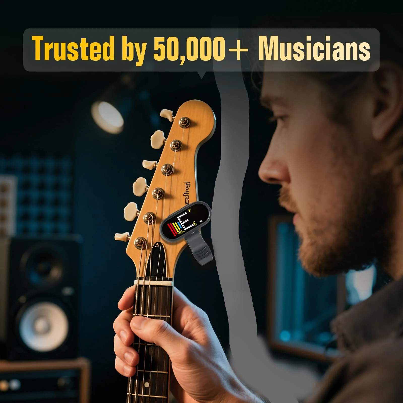 EX Professional Rechargeable Clip-On Guitar Tuner with LCD Screen - Chromatic Clip on Tuner for Acoustic Guitar, Bass Guitar, Ukulele, Violin & Chromatic Gray - Image 9