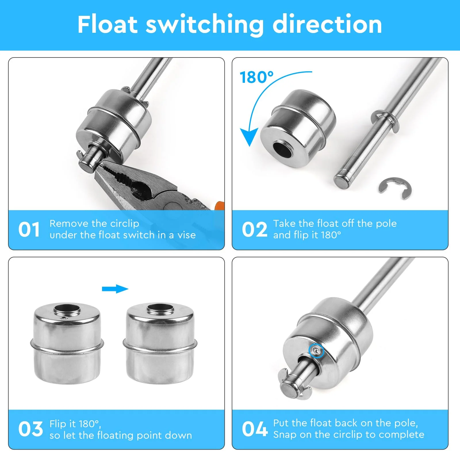 EXLECO Stainless Steel Float Switch 45 mm Vertical Water Level Sensor M10 Water Level Regulator Level Sensor Liquid Level Sensor for Water Pump Pool Pond Aquarium - Image 4