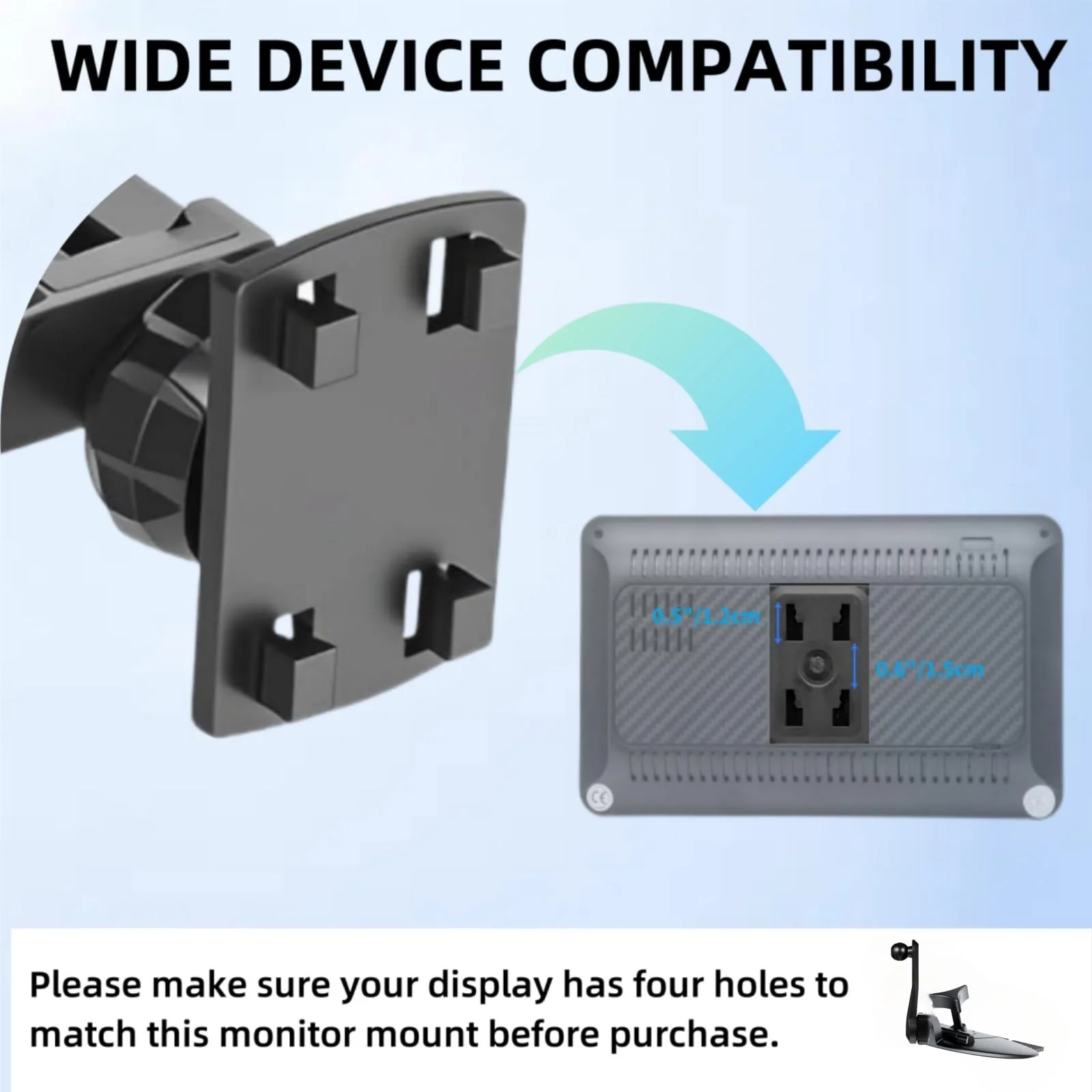 Extended Arm CD Slot Mount for CarPlay Screen Adjustable 360° Rotating Universal Head Compatible with in-Car Monitors CD Slot CarPlay Mount for 7" 9" 10.26" Portable Car Stereo Cd Bracket - Image 7