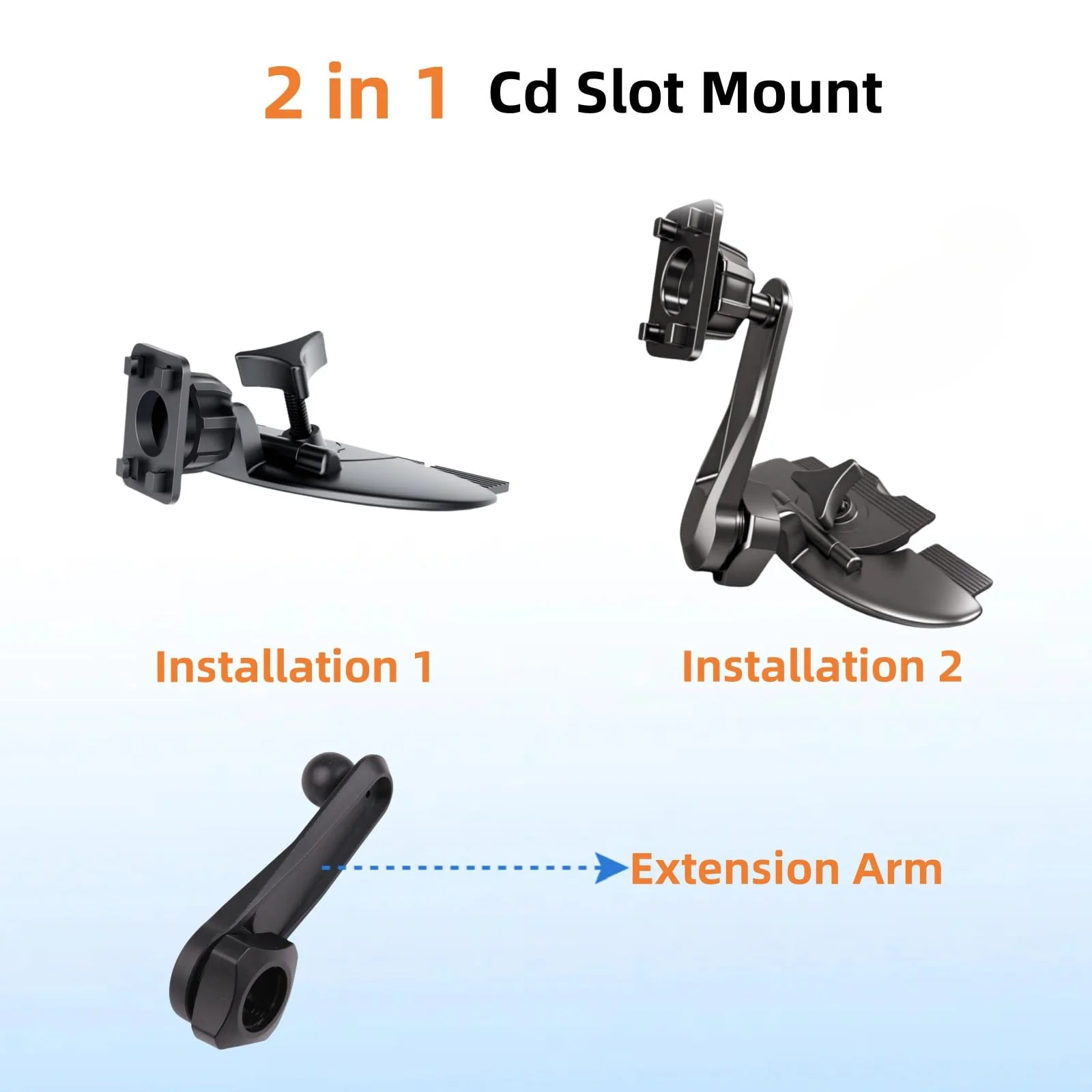Extended Arm CD Slot Mount for CarPlay Screen Adjustable 360° Rotating Universal Head Compatible with in-Car Monitors CD Slot CarPlay Mount for 7" 9" 10.26" Portable Car Stereo Cd Bracket - Image 8