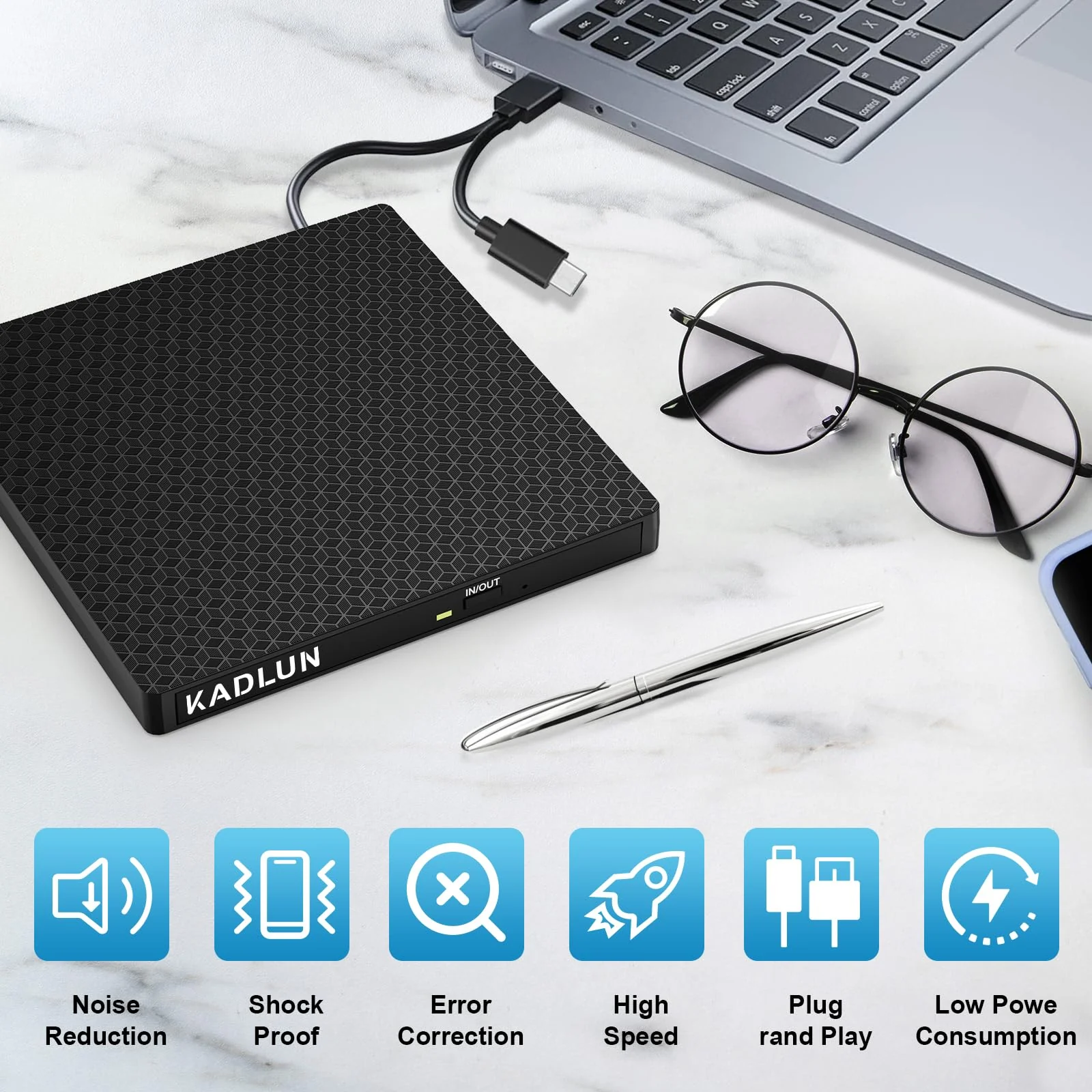 External CD/DVD Drive External USB 3.0 USB C External CD Drive for Laptop Desktop PC MacBook iMac, DVD +/-RW Burner Optical Drive External DVD Drive for Windows 11/10/8/7/XP/Linux/Vista/MacOS - Image 6
