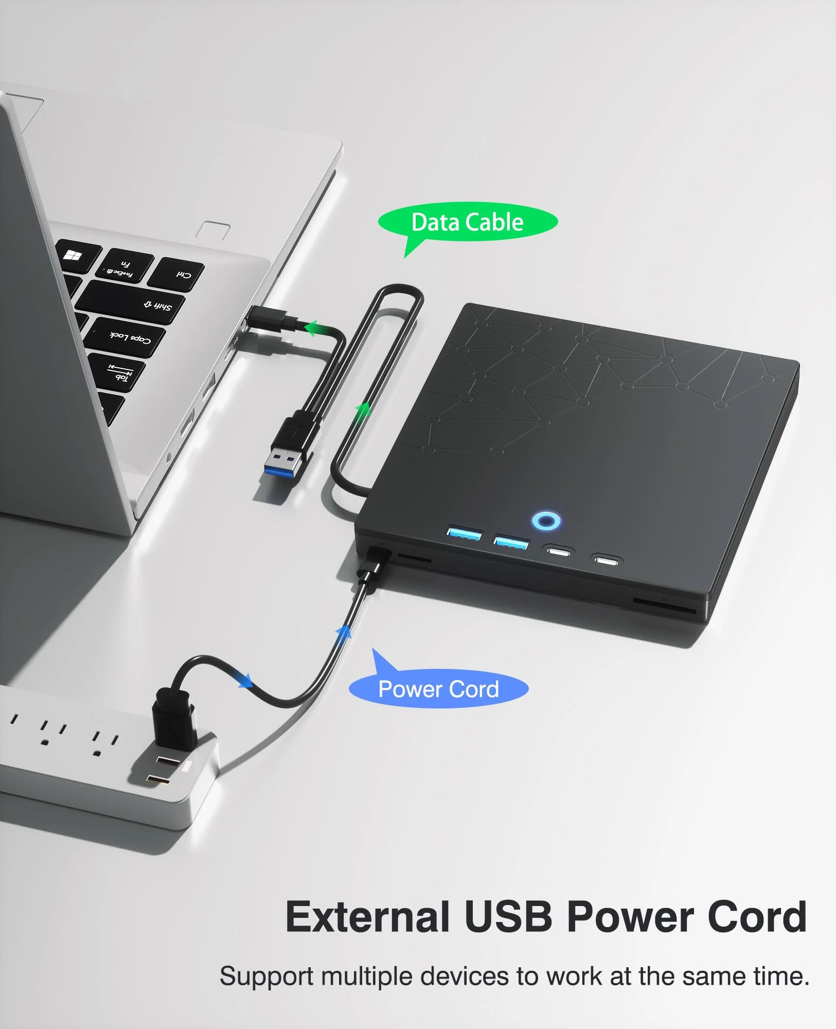 External CD/DVD Drive for Laptop, DVD Burner CD Reader for Laptop, 8-in-1 USB 3.0 Portable CD Players with SD/TF Ports, External Disk Drive Optical for MacBook Windows 11 10 PC Linux OS Black - Image 8