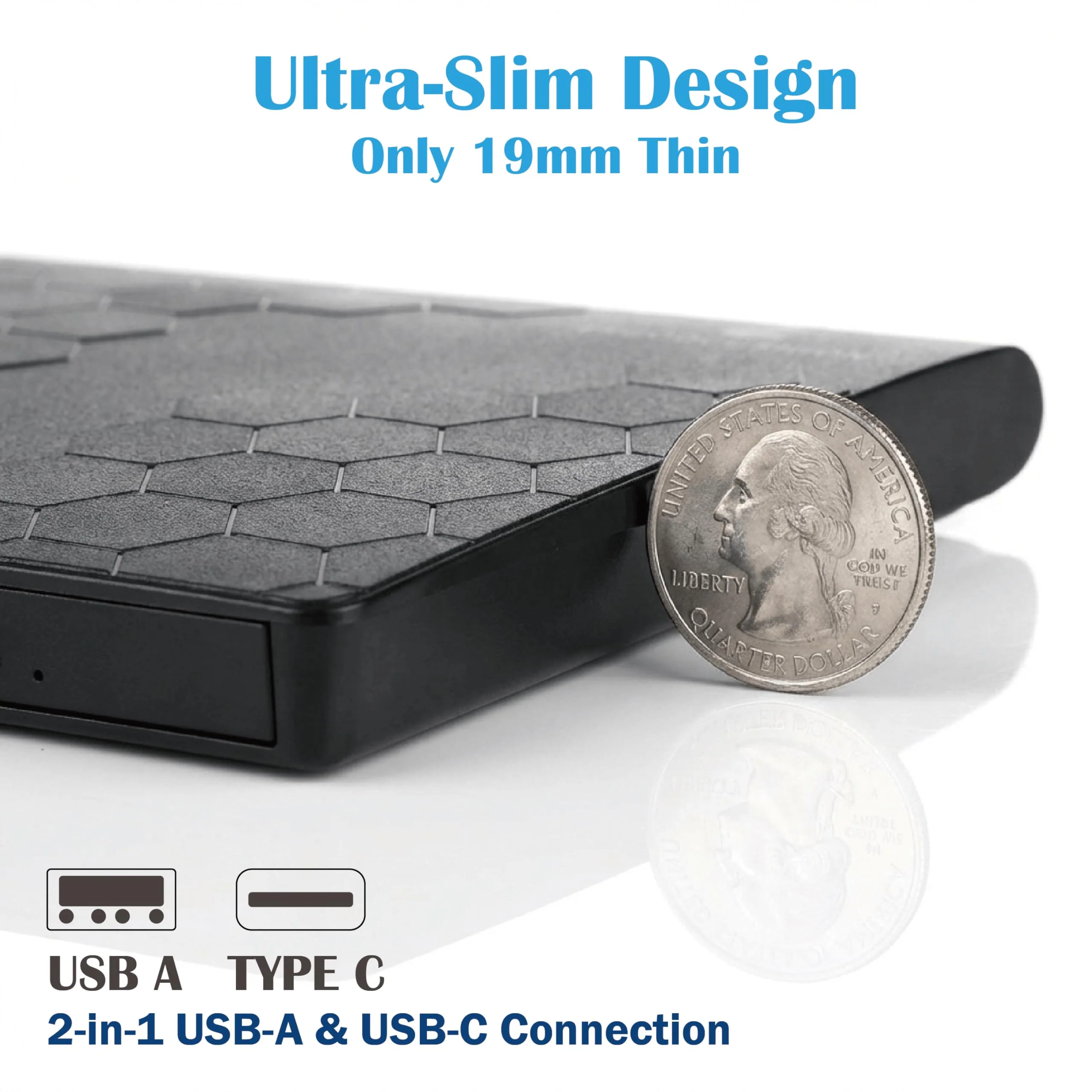External DVD Drive USB 3.2 Gen 1 Slim Portable CD/DVD Burner, High-Speed Optical Drive Writer for Laptop Desktop, Plug & Play Media Player for Windows/ MacBook, Black, included 4.7GB DVD for backup - Image 4