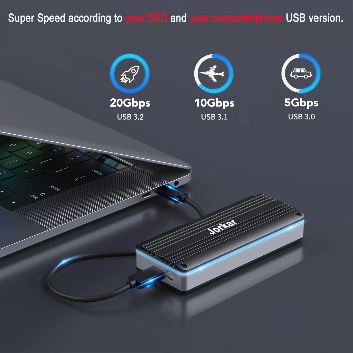 External SSD Enclosure USB C 3.2 for 12+16 Pin M SSDs, for Pro mid 2013-2015, Air mid 2013 to Early 2017, Portable Aluminum SSD Adapter with Indicator - Image 5