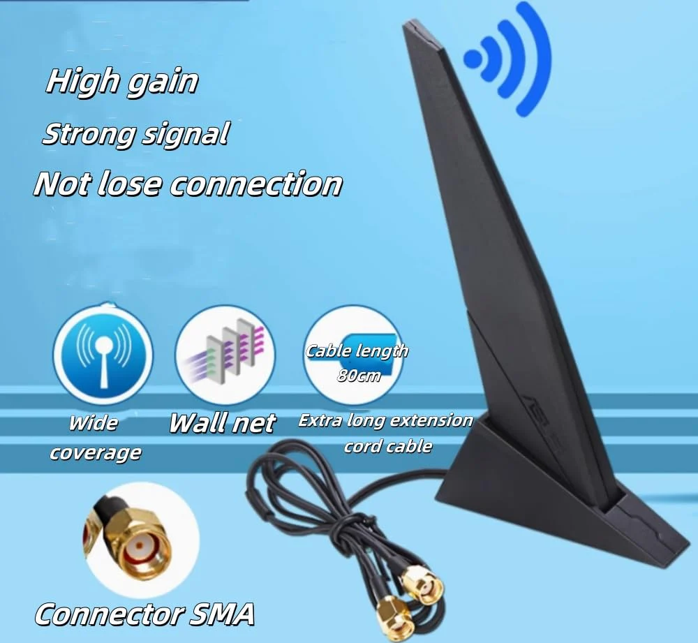 External WiFi 6 6E Antenna 2.4G/5G Magnetic Base Antenna PC Desktop Computer for Asus Rog Strix Z690 B460 B360 H610 H670 M13H M12 M11 WiFi 2T2R Motherboard Card (Cable 80cm/2.7ft) - Image 2