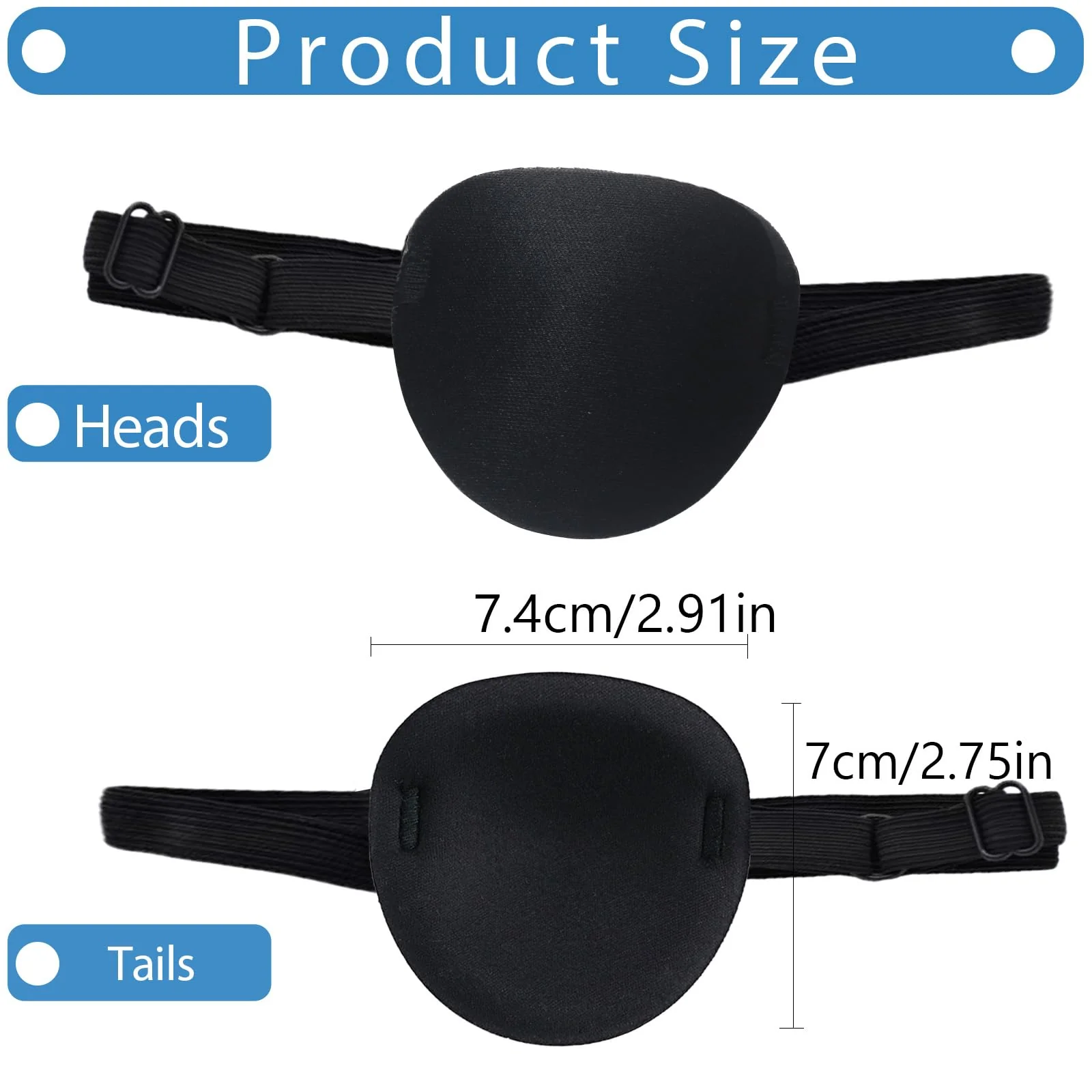 Eye Patch,2Pcs Eye Patches for Adults,Adjustable Lazy Piratel Eye Patch for Left or Right Eyes, Reusable Eye Cover for Cosplay Pirate Costume - Image 2