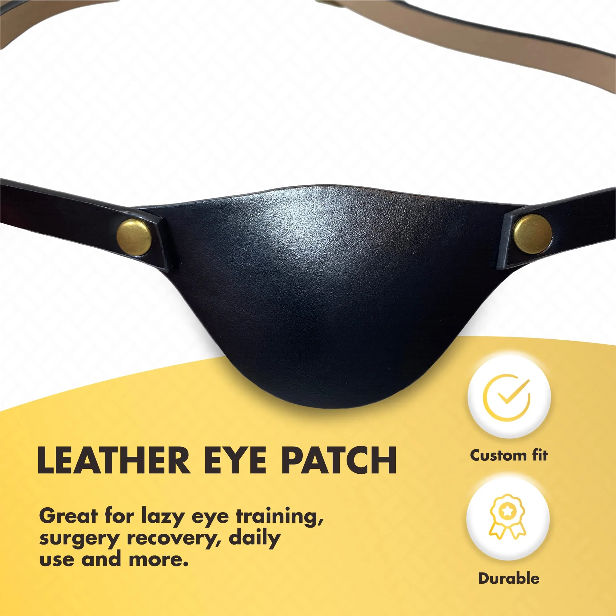 Eye Patches for Adults Right and Left Eyes - Black Adult Leather Eyepatch for Lazy Eye - Handmade Leather Eye Patch for Adults for Eye Glasses and Pirate Cosplay (Black) - Image 3