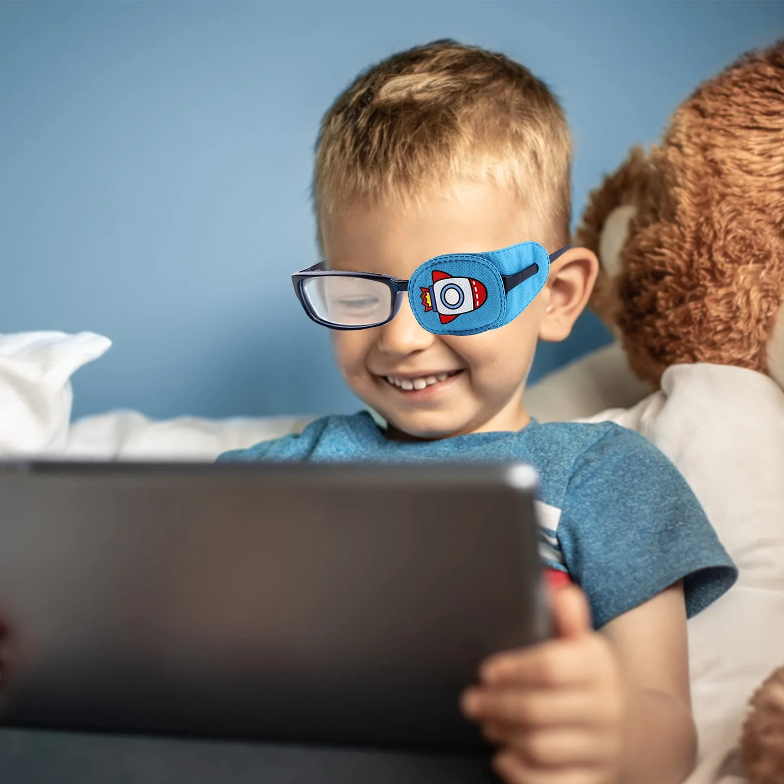 Eye Patches for Kids Girls Boys,6 Pcs Styles Eye Patch for Glasses Kids Reusable Eye Patch for Treating Lazy Eye Amblyopia Strabismus (Left Eye, Blue Transportation) Blue Left - Image 5