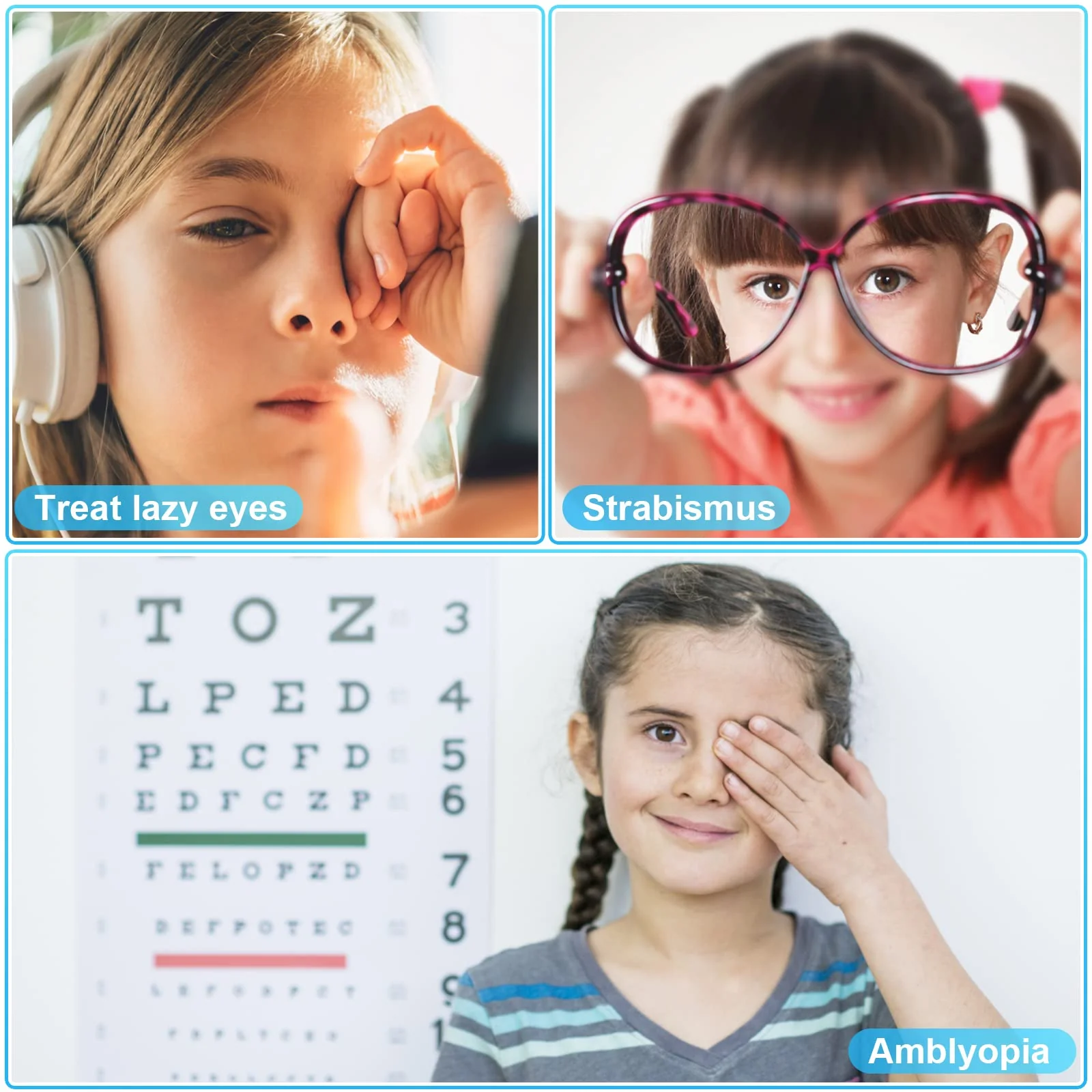 Eye Patches for Kids Girls Boys,6 Pcs Styles Eye Patch for Glasses Kids Reusable Eye Patch for Treating Lazy Eye Amblyopia Strabismus (Left Eye, Blue Transportation) Blue Left - Image 6