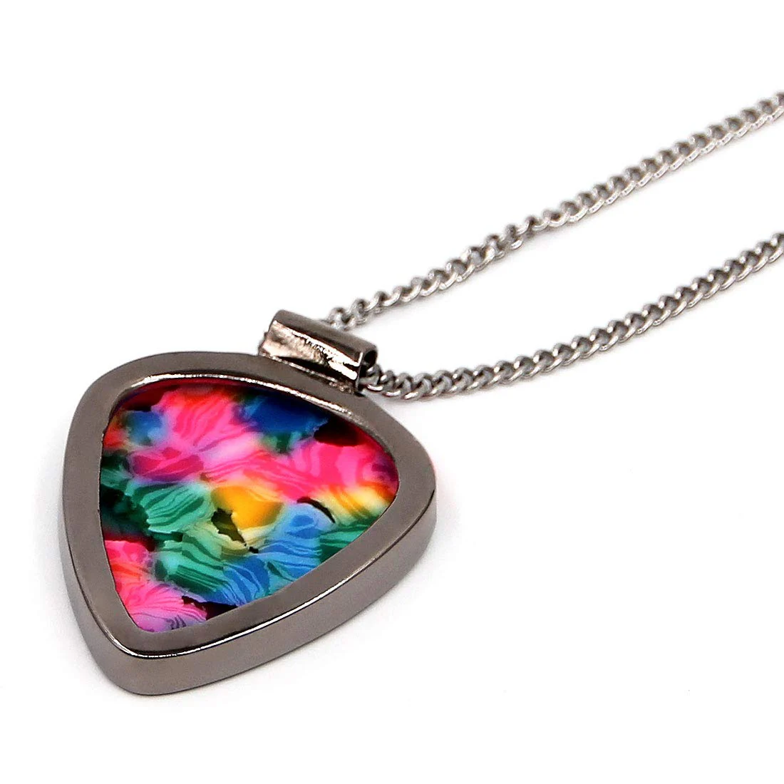 Eye Shaped Guitar Pick Holder Necklace for Guitarists/guitar picks keeper storage pendant necklace stainless steel music lovers musicians gifts (Metal Black) Metal Black - Image 4
