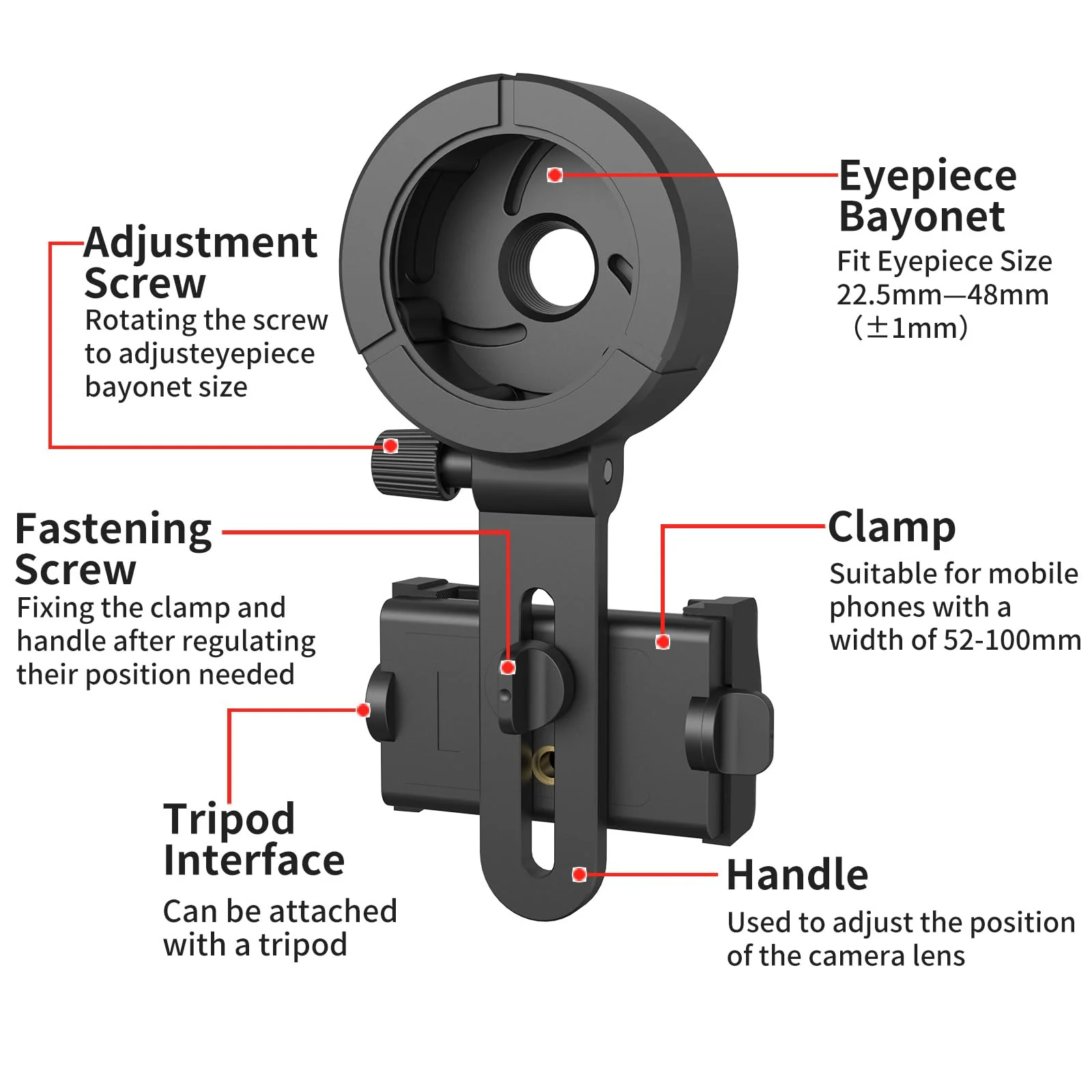Eyeskey Universal Phone Adapter - Capture Stunning Moments with Your Smartphone through Binoculars, Monoculars, Scopes, Telescopes, and Microscopes - Fits Most Smartphones L - Image 2