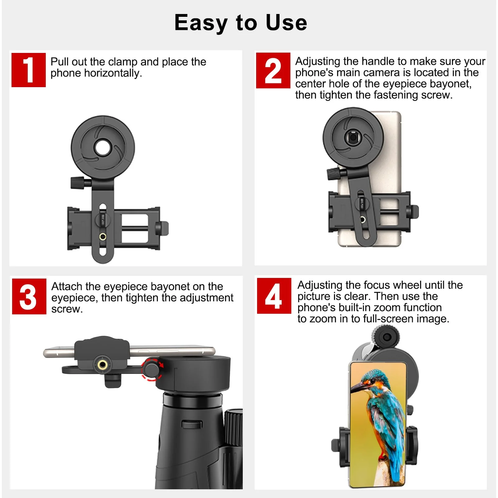 Eyeskey Universal Phone Adapter - Capture Stunning Moments with Your Smartphone through Binoculars, Monoculars, Scopes, Telescopes, and Microscopes - Fits Most Smartphones L - Image 5