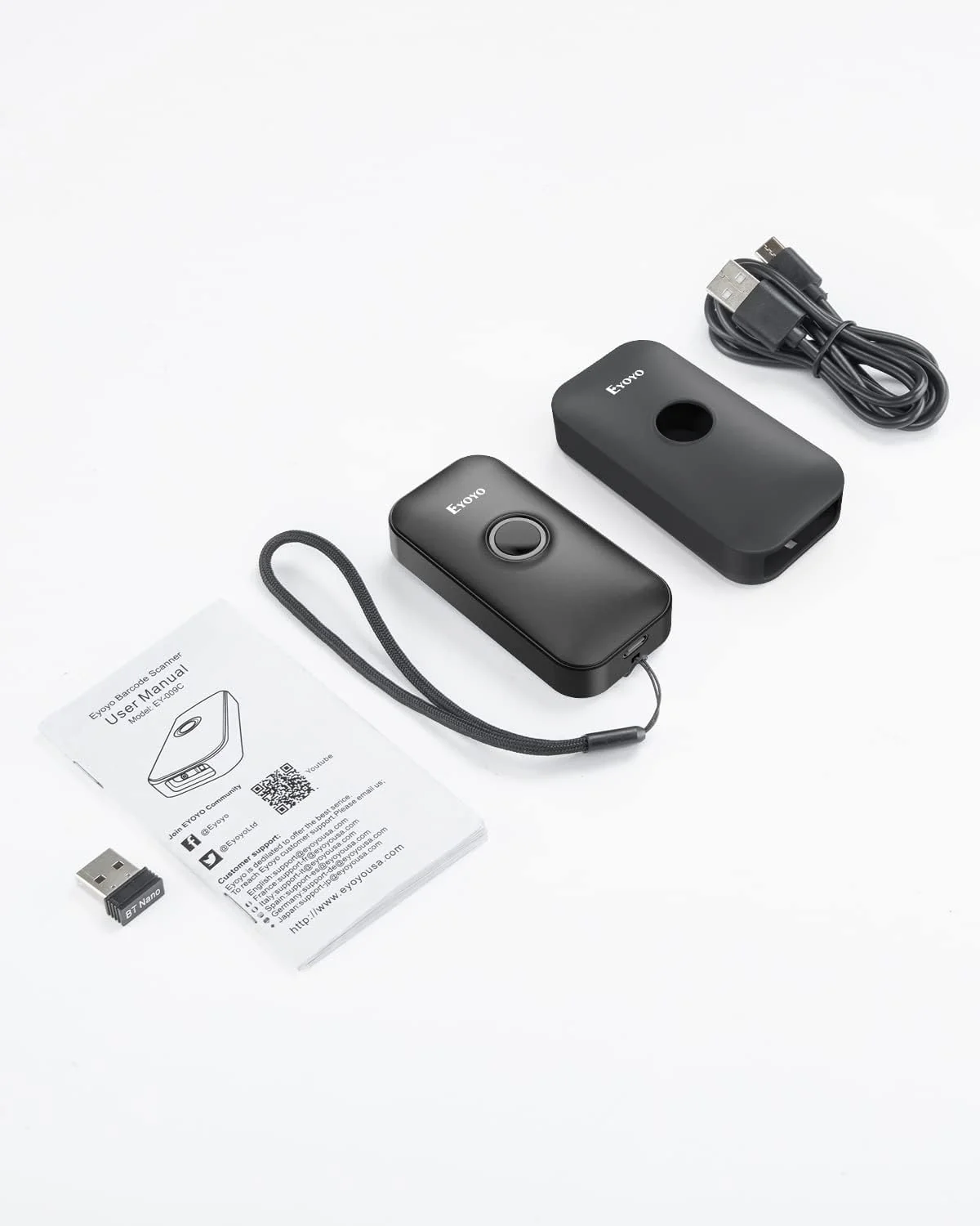 Eyoyo 1D Mini Bluetooth Barcode Scanner with Case, 3-in-1 2.4G Wireless & Bluetooth & USB Wired Barcode Scanner Portable Barcode Scanning Work with iOS, Windows, Android, Tablets or Computers(Black) - Image 8
