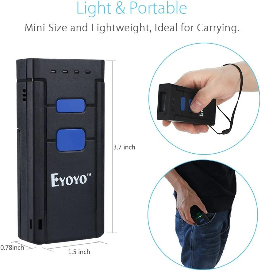 Eyoyo EY2877 Portable Bluetooth Barcode Scanner Wireless, CCD Mini Handheld CMOS UPC USB Barcode Reader Compatible with POS, iPad, iPhone, Android Phones, iOS Work for Store, Book, Library Inventory - Image 5