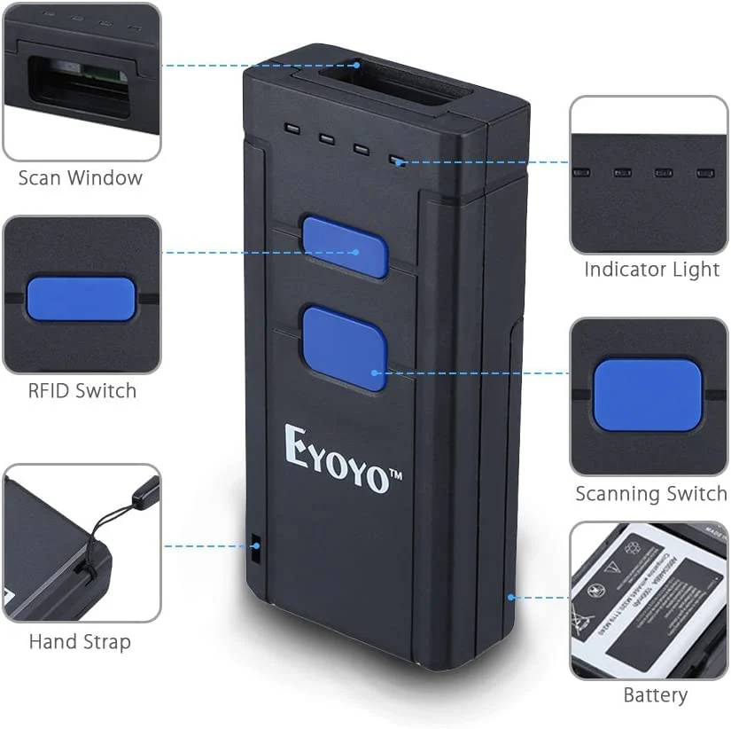 Eyoyo EY2877 Portable Bluetooth Barcode Scanner Wireless, CCD Mini Handheld CMOS UPC USB Barcode Reader Compatible with POS, iPad, iPhone, Android Phones, iOS Work for Store, Book, Library Inventory - Image 9