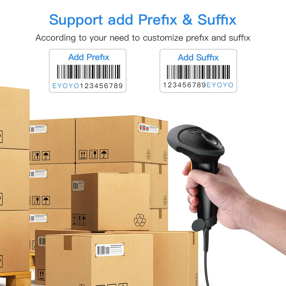 Eyoyo EYH2 Handheld USB 2D Barcode Scanner, Wired Automatic QR Code Scanner PDF417 Data Matrix Bar Code Reader with Long USB Cable for POS Mobile Payment, Convenience Store, Supermarket, Warehouse Black - Image 8
