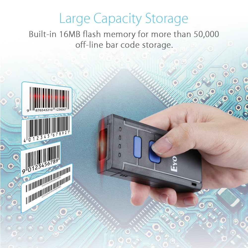 Eyoyo Mini 1D Wireless Barcode Scanner Bluetooth,3-in-1 Bluetooth&2.4G Wireless&Wired Connection, Portable Inventory Bar Code Reader Compatible with iPhone, Android, Windows, Mac Tablets or Computers - Image 3