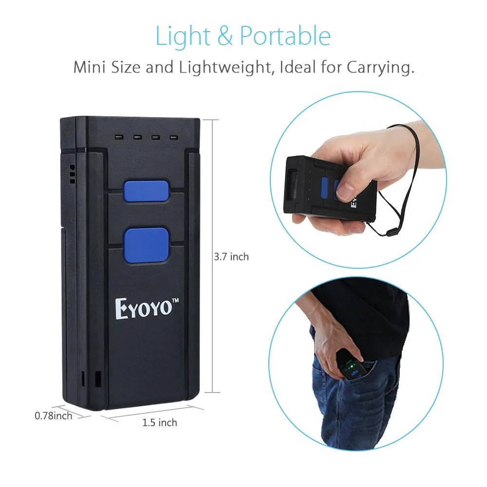 Eyoyo Mini 1D Wireless Barcode Scanner Bluetooth,3-in-1 Bluetooth&2.4G Wireless&Wired Connection, Portable Inventory Bar Code Reader Compatible with iPhone, Android, Windows, Mac Tablets or Computers - Image 5