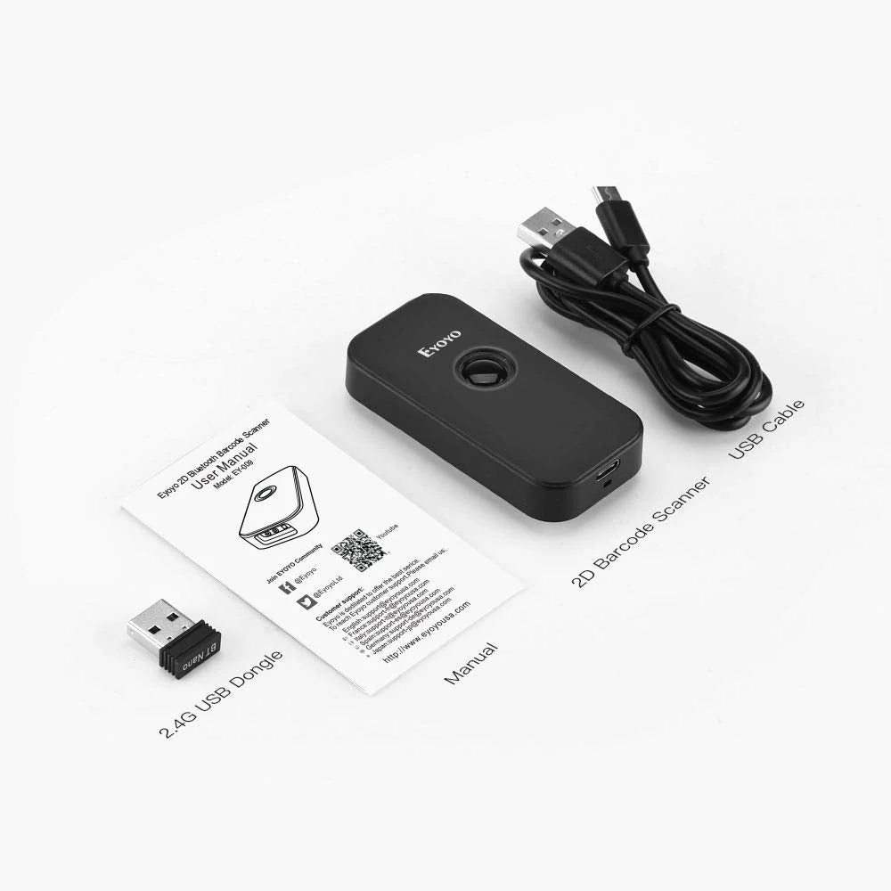 Eyoyo Mini Bluetooth 2D Barcode Scanner, 3-in-1 USB Wired/2.4G Wireless/Bluetooth Barcode Reader Portable 1D QR Scanner PDF417 Data Matrix Compatible with iPad, iPhone, Android, Tablets or Computer PC - Image 7