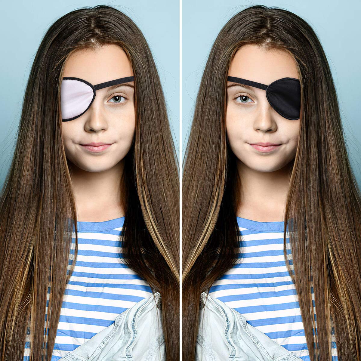 eZAKKA Eye Patches for Adults Kids Left Right Eye, 2PCS Silk Eye Patch for Lazy Eye After Surgery Amblyopia, Black and Pink 1 Count (Pack of 2) Black+Pink - Image 2