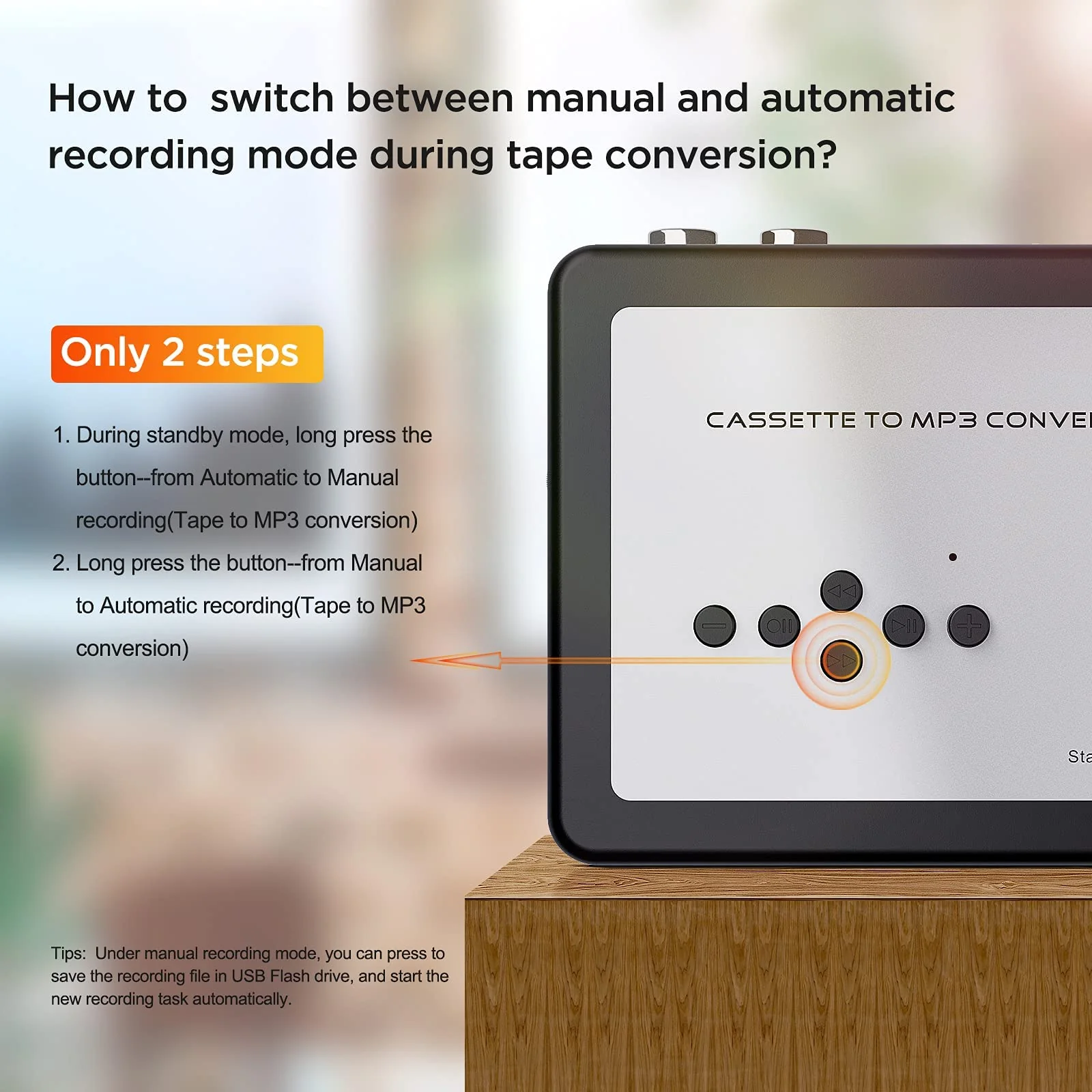 Ezcap USB Cassette Tape to MP3 Converter, Digital Tape Player Cassette Capture Converts Tape to MP3 into USB Flash Drive, No PC Required No Bluetooth Black - Image 7