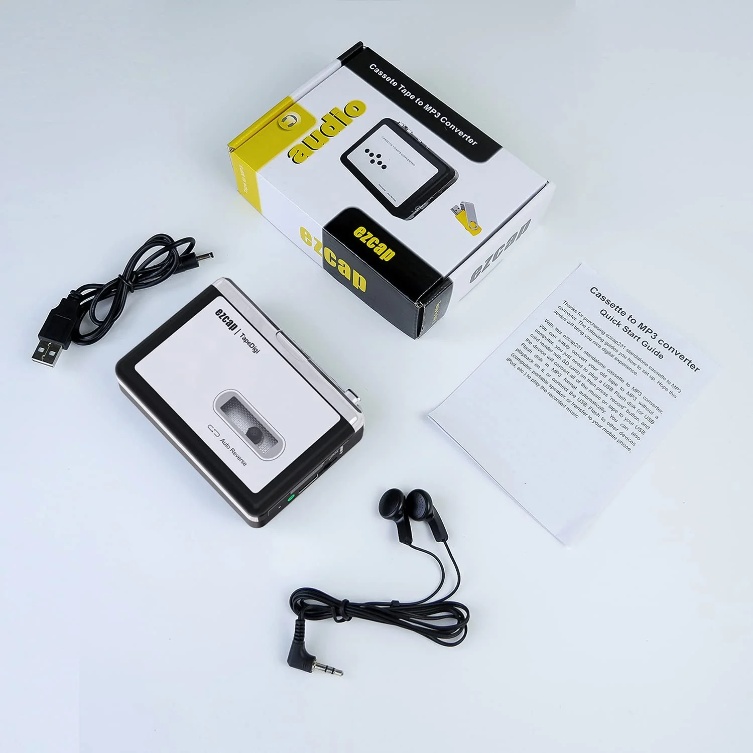 Ezcap USB Cassette Tape to MP3 Converter, Digital Tape Player Cassette Capture Converts Tape to MP3 into USB Flash Drive, No PC Required No Bluetooth Black - Image 9