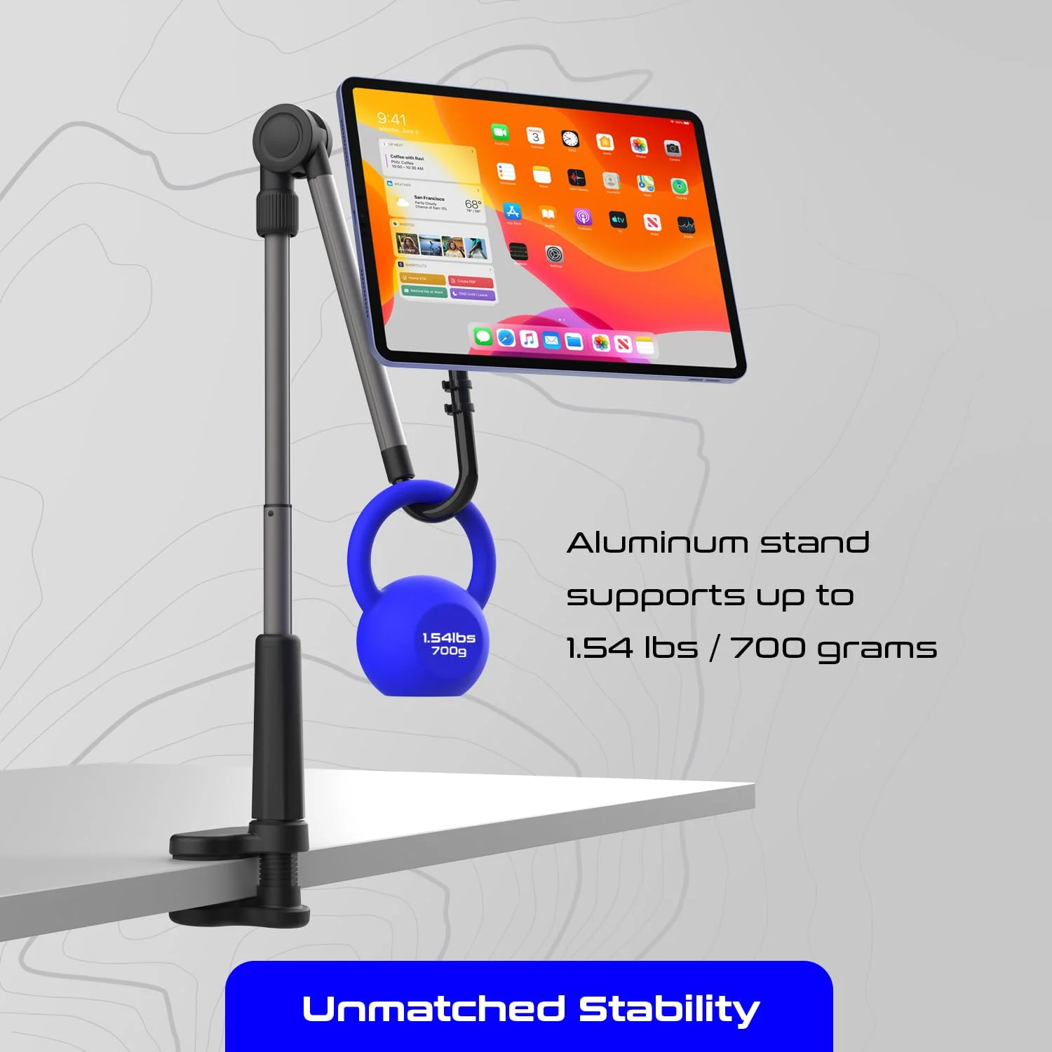EZpod Magnetic Tablet & Cell Phone Holder Mount for Bedstand | Desktop Compatible with MagSafe for iPhone 15 14 13 Pro Max Mini with 360° Rotation and Flexible Gooseneck Tabletop Clamp Stand - Image 6