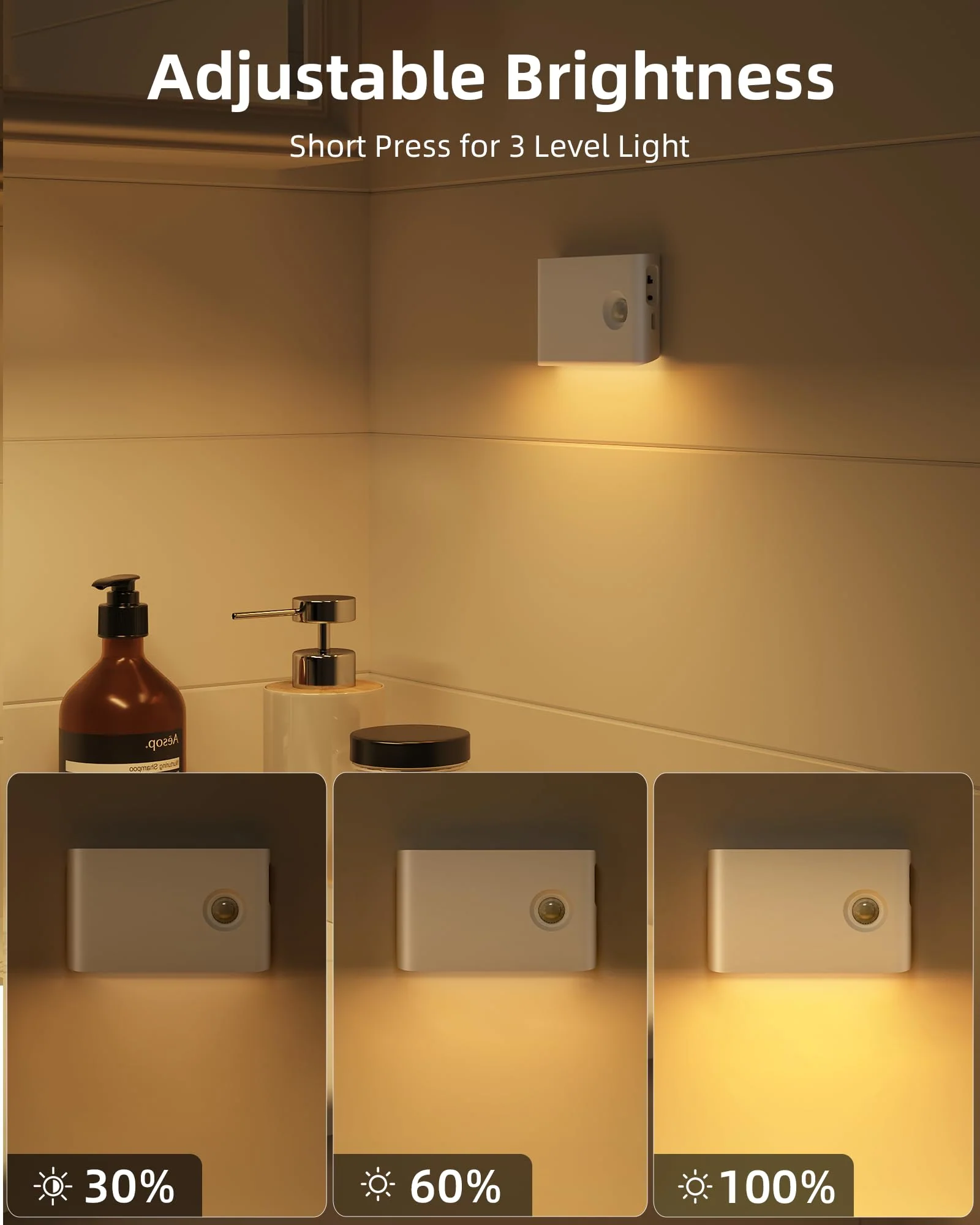 EZVALO 6 Pack Motion Sensor Night Lights, Sync LED Stair Lights Indoor, 1500mAh Rechargeable, Magnetic & Dimmable, 3000K Soft White, Portable Nightlight for Hallway, Stairs, Bathroom, Bedroom 6pack - Image 7