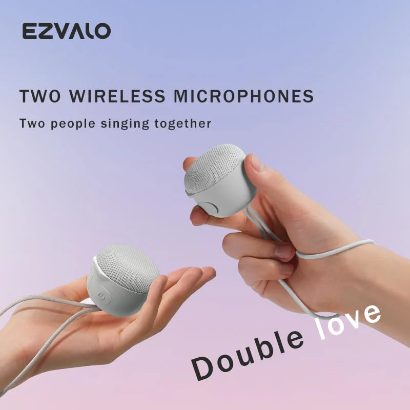 EZVALO Karaoke Machine, Portable Bluetooth Shower Speaker with 2 Wireless Microphones and Lights for Adults, Birthday Gifts for Girls Family Home Party - Image 3