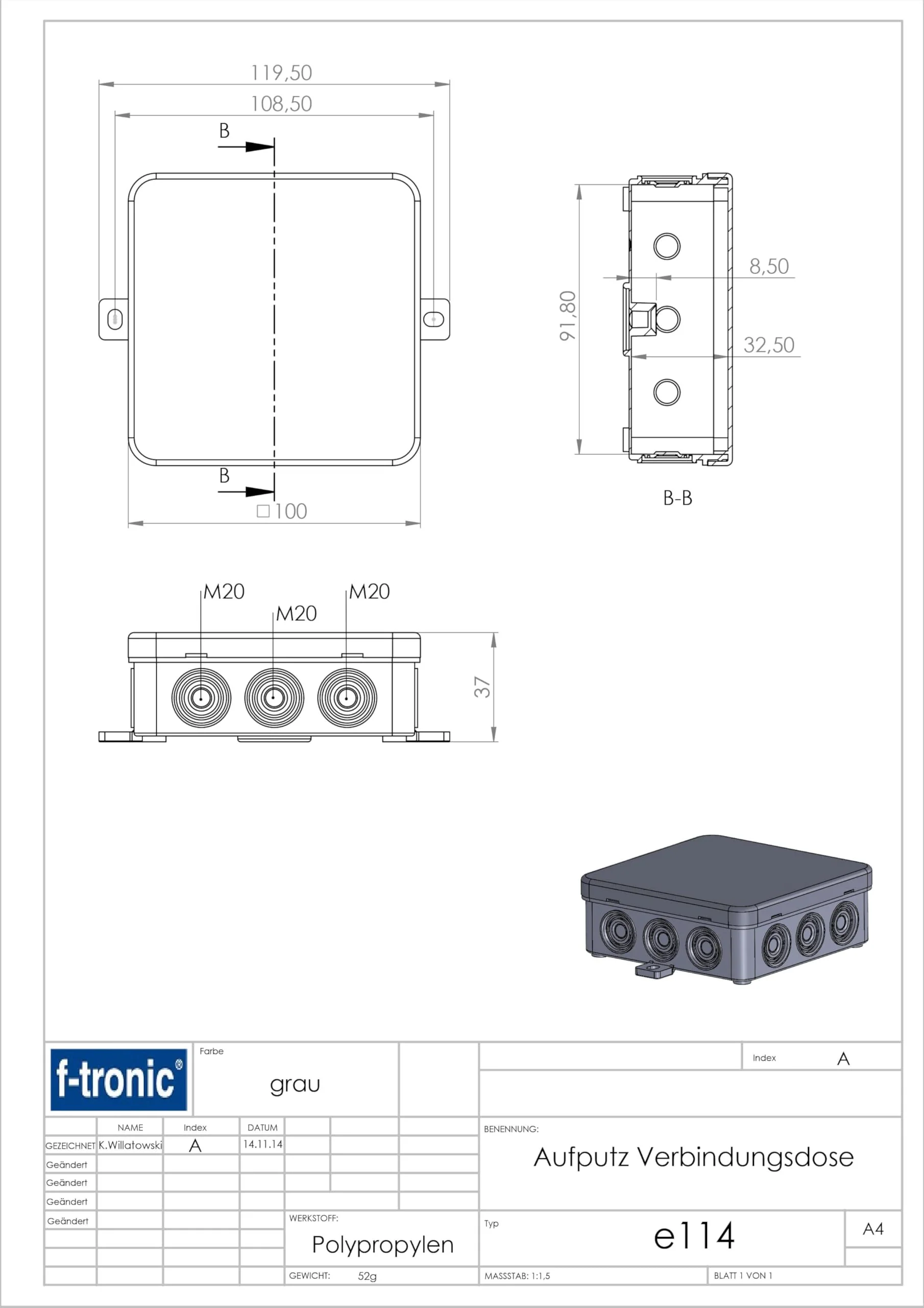 F-TRONIC Junction Box IP 54 100 x 100 x 40 mm - Image 7