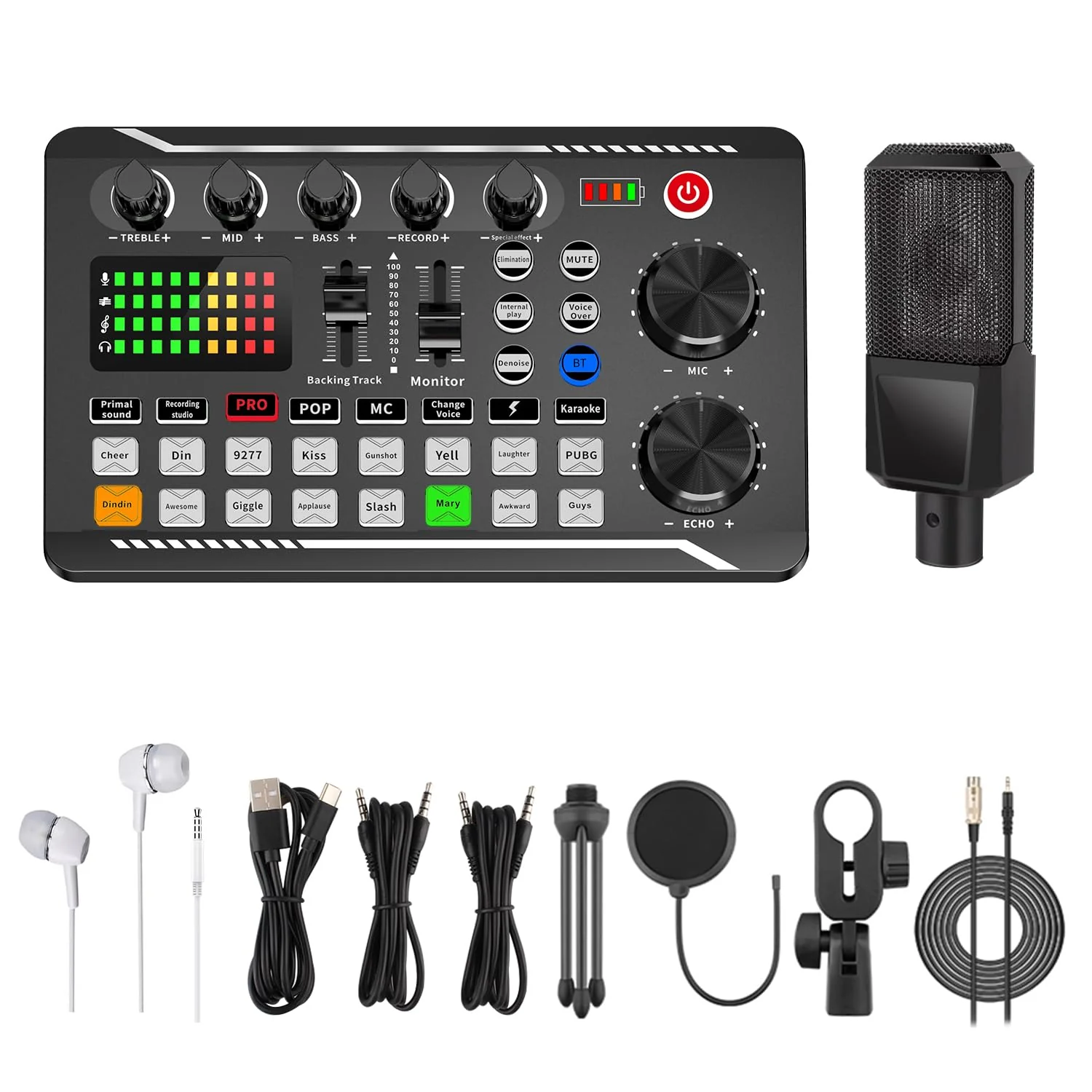 F998+MS60 Podcast Equipment Bundle,Condenser Mic Recording Studio,Streaming Podcast Mic Starter Kit with Voice Changer, Live Sound Card Audio Interface for Computer Vlog Living for YouTube TikTok - Image 7
