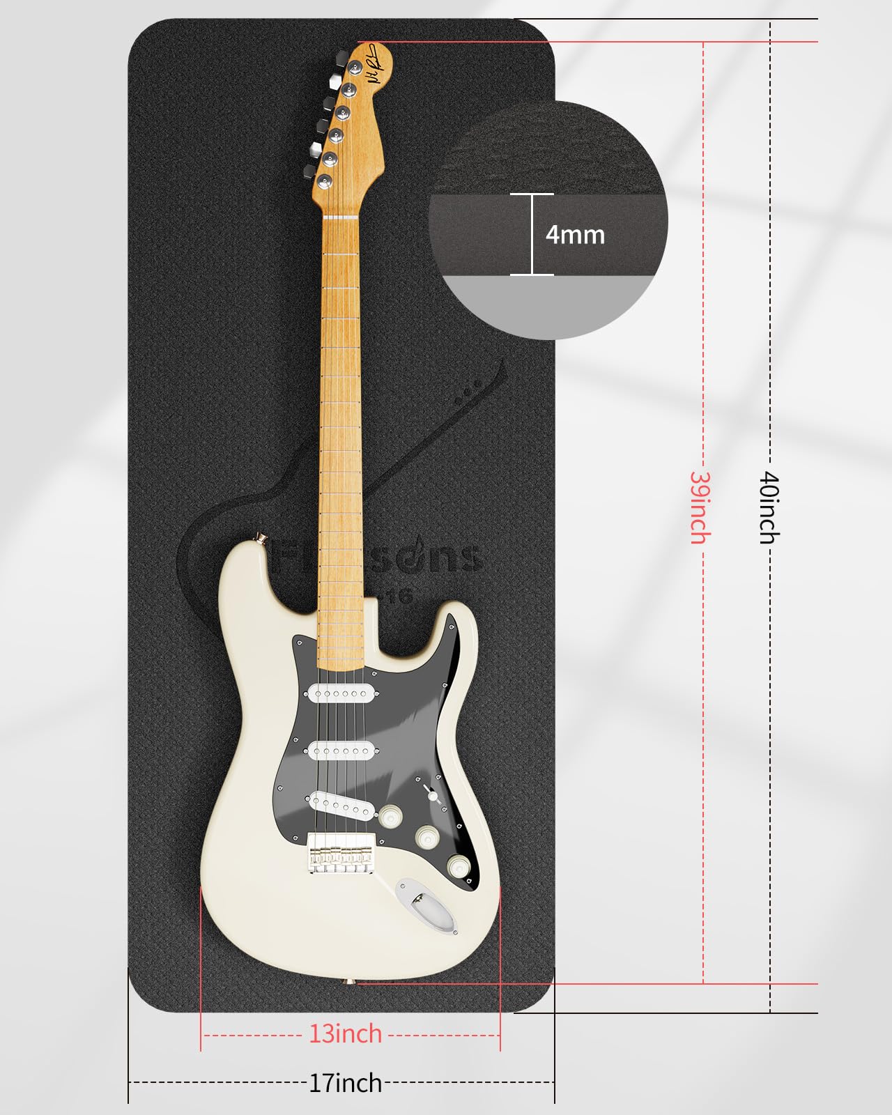 FA-16 Guitar Neck Rest and Guitar Mat, Guitar Cleaning Kit Tool with Dual Heights Support, TPE Material Workbench Mat, Repair and Maintenance Work Mat for Guitar Bass Banjo Mandolin Ukulele - Image 8