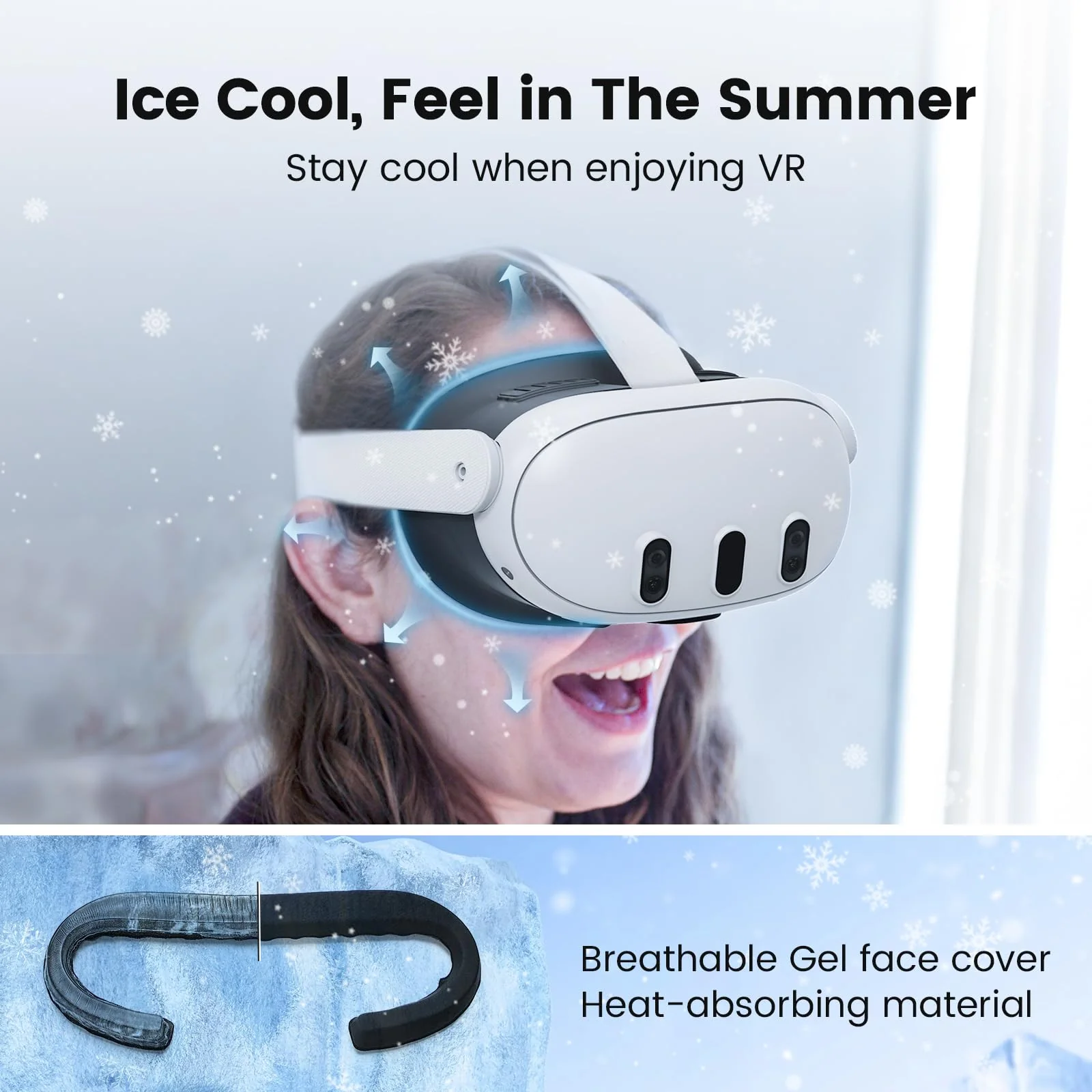 Face Cover Pad for Oculus Quest 3, 2 Replacement Face Cushion Pad(1 Cooling Gel, 1 PU Leather) with Facial Interface Frame, VR Accessories Set for Meta Quest 3 Including Anti-Leakage Nose Pad - Image 2
