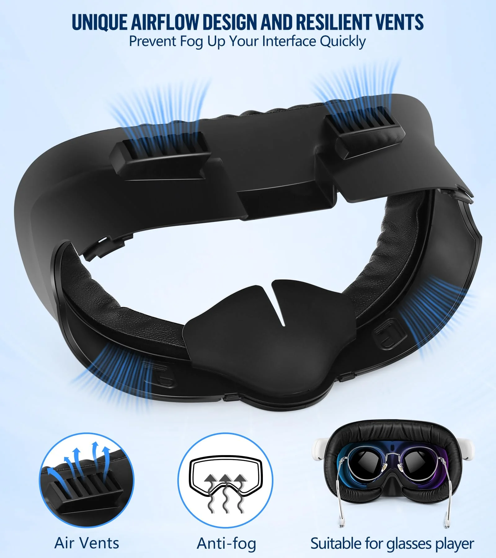Facial Interface & Face Cover Pad Compatible with Meta Oculus Quest 3 Accessories, Sweat-Proof PU Foam Cushion, Fitness Foam Replacement, Air-Circulation Design for VR Quest 3 VR Accessorie - Image 4