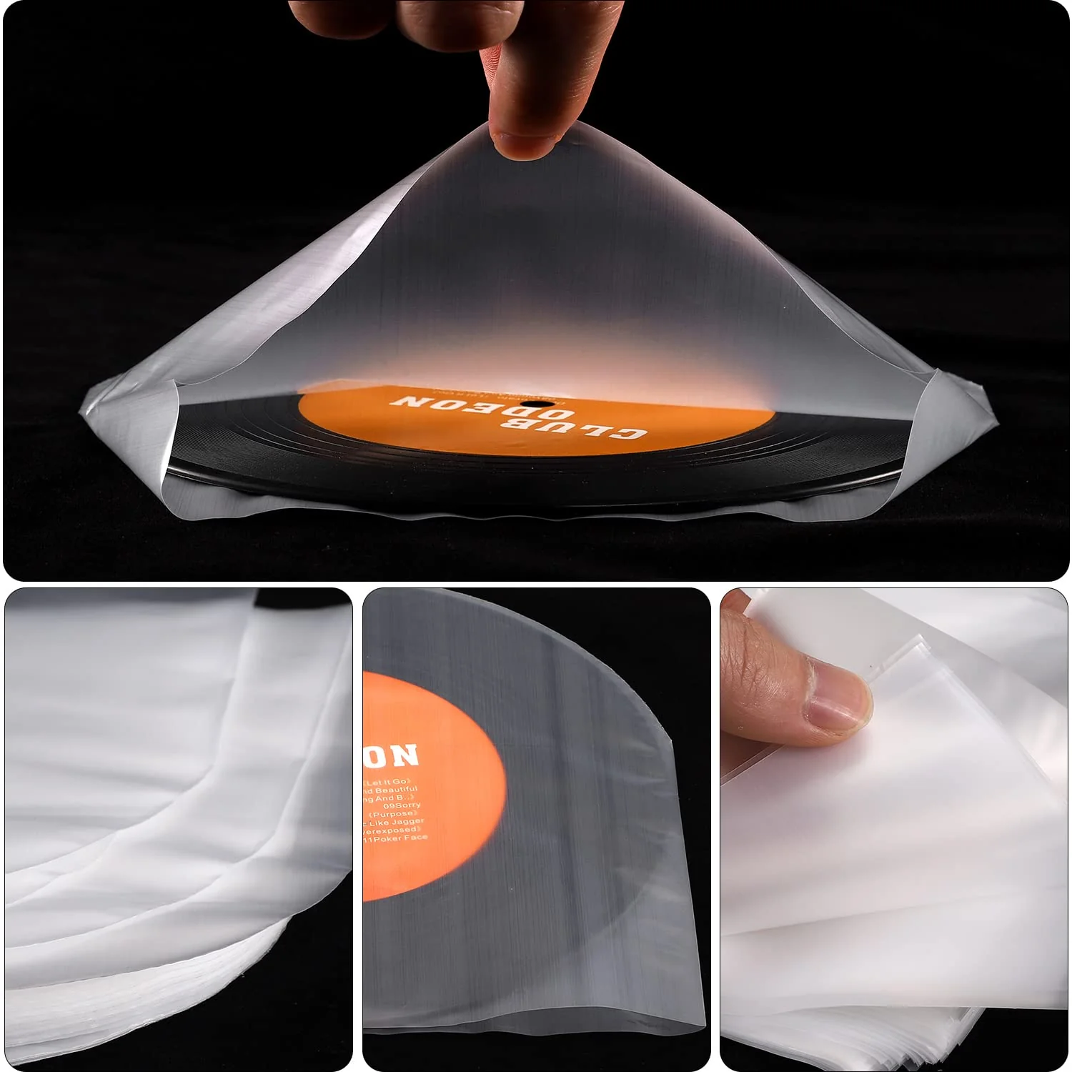 Facmogu 100 Pieces 7 Inch Round Bottom Vinyl Record Sleeves, U shaped Record Sleeves Interior Disc Cover for 45 RPM Records Collections, Crystal Clear Vinyl Covers for Protect LP Albums from Scratches - Image 2