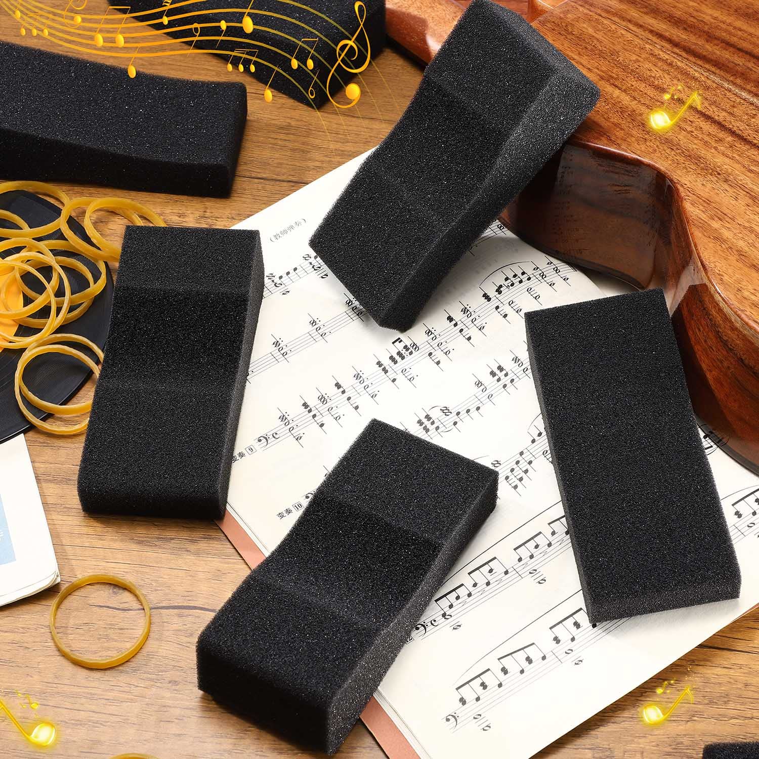 Facmogu 10PCS Foam Violin Shoulder Pad, Economy Sponge Violin Shoulder Pads for 3/4-1/2 Violin, Soft Violin Sponge Rest with Rubber Bands for Concerts & Party - Black - Image 4