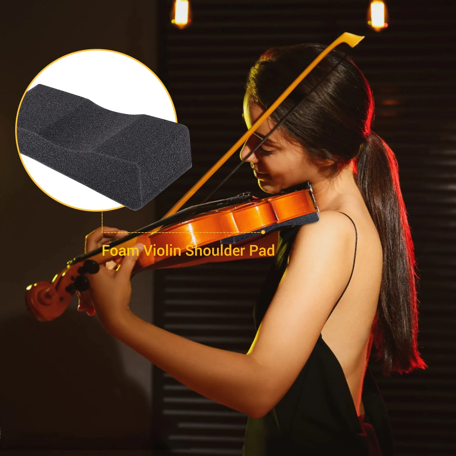 Facmogu 10PCS Foam Violin Shoulder Pad, Economy Sponge Violin Shoulder Pads for 3/4-1/2 Violin, Soft Violin Sponge Rest with Rubber Bands for Concerts & Party - Black - Image 6