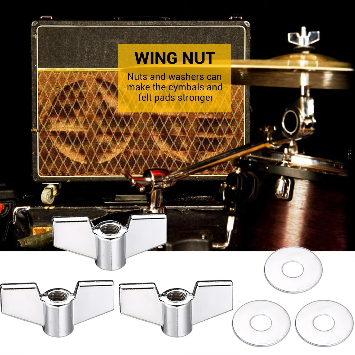 Facmogu 23PCS EVA Material Cymbal Replacement Accessories, Cymbal Stand Tubes, Drum Cymbal EVA Pads Include Wing Nuts, Washers, Cymbal Sleeves & Drum Key - Red - Image 5