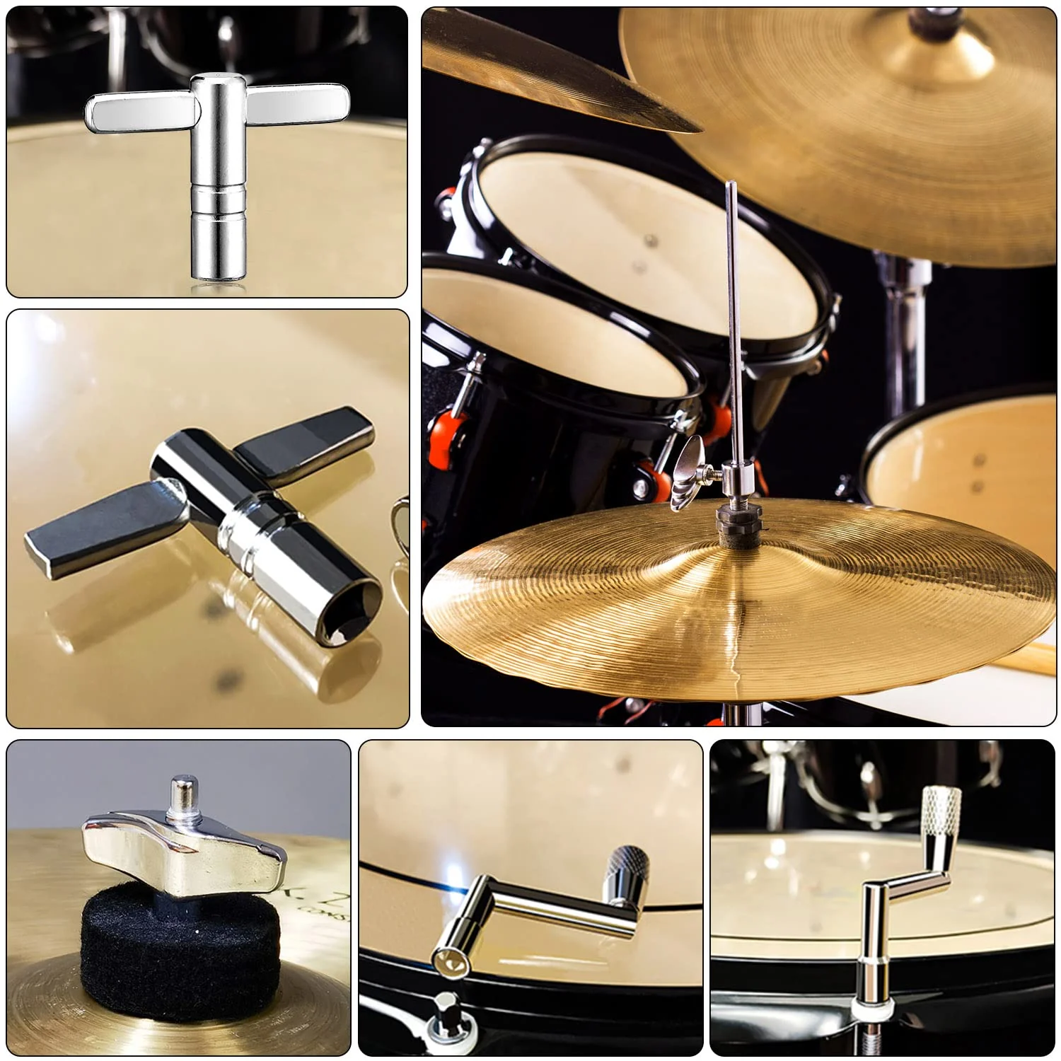 Facmogu 23PCS EVA Material Cymbal Replacement Accessories, Cymbal Stand Tubes, Drum Cymbal EVA Pads Include Wing Nuts, Washers, Cymbal Sleeves & Drum Key - Red - Image 6