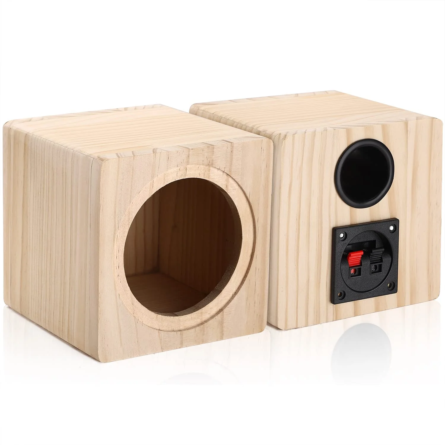 Facmogu 4in Solid Wood Speaker Enclosure, Speaker Cabinet Enclosure for DIY Car or Truck Audio Custom, Speaker Enclosure Unloaded Box with Sound-Absorbing Cotton & Speaker Terminal Cup 4 Inch - Image 6
