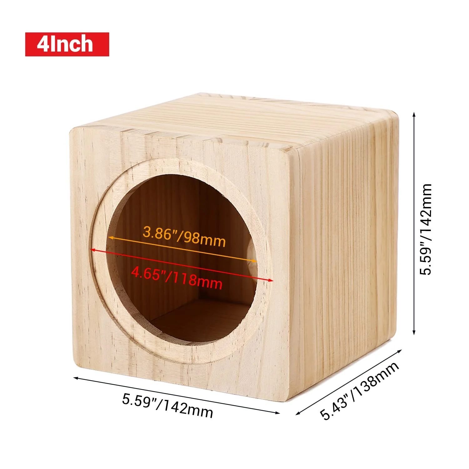 Facmogu 4in Solid Wood Speaker Enclosure, Speaker Cabinet Enclosure for DIY Car or Truck Audio Custom, Speaker Enclosure Unloaded Box with Sound-Absorbing Cotton & Speaker Terminal Cup 4 Inch - Image 7