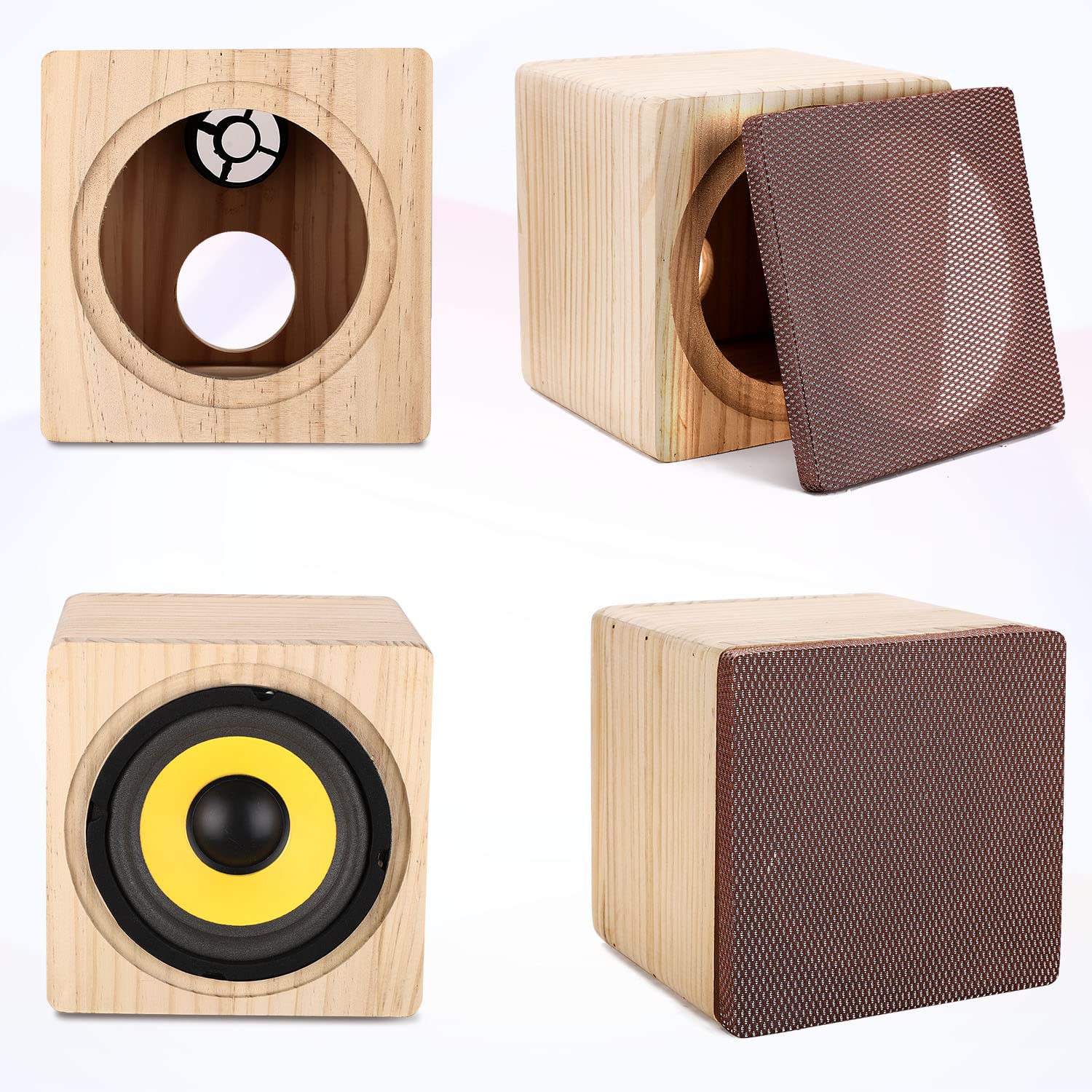 Facmogu 4in Solid Wood Speaker Enclosure, Speaker Cabinet Enclosure for DIY Car or Truck Audio Custom, Speaker Enclosure Unloaded Box with Sound-Absorbing Cotton & Speaker Terminal Cup 4 Inch - Image 8