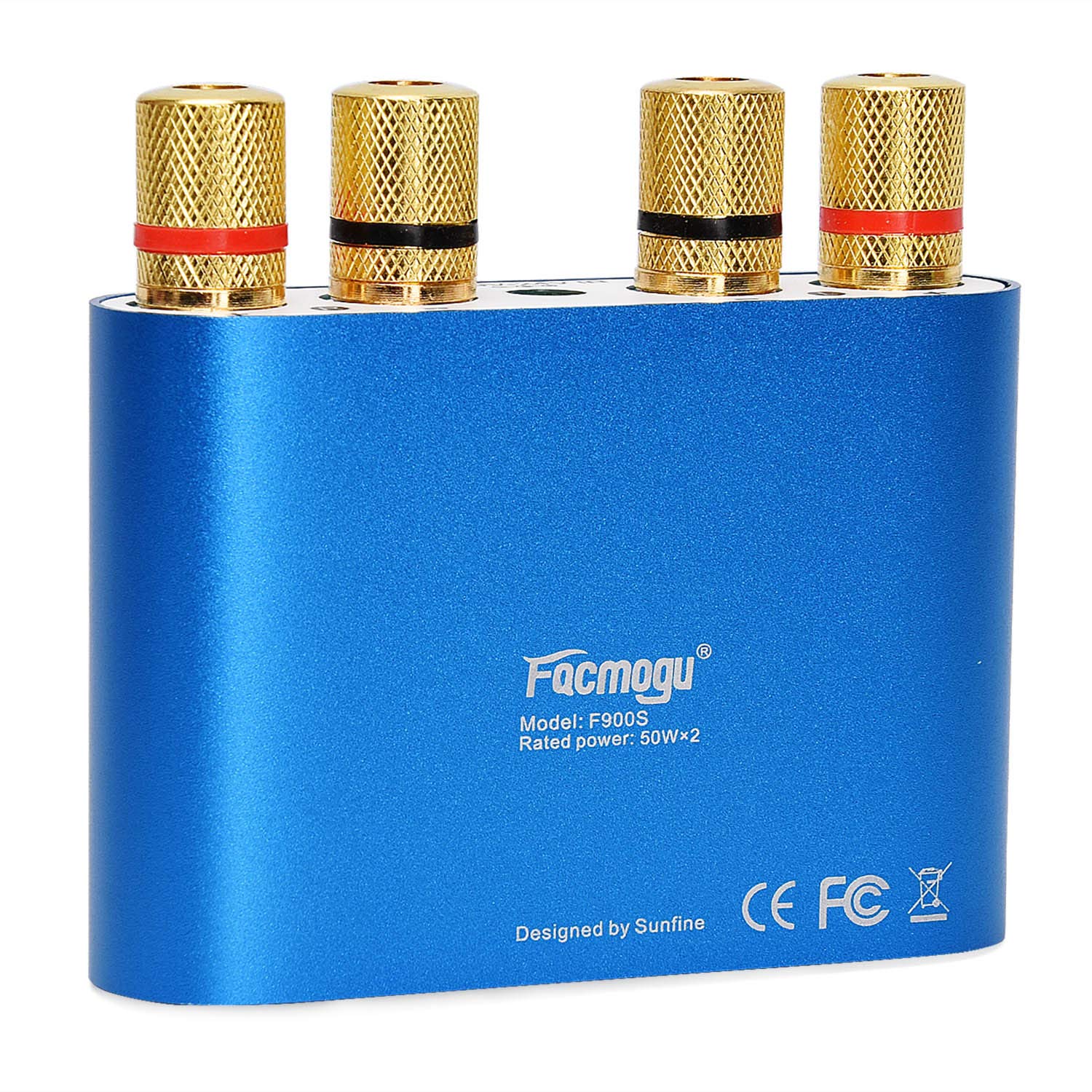 Facmogu F900 2 CH Bluetooth Amplifier 100W with Power Supply Adapter DC 12V 5A, 50W + 50W BT 5.0 Mini Wireless Audio Power AMP for Home HiFi Stereo Speaker Blue - Image 2