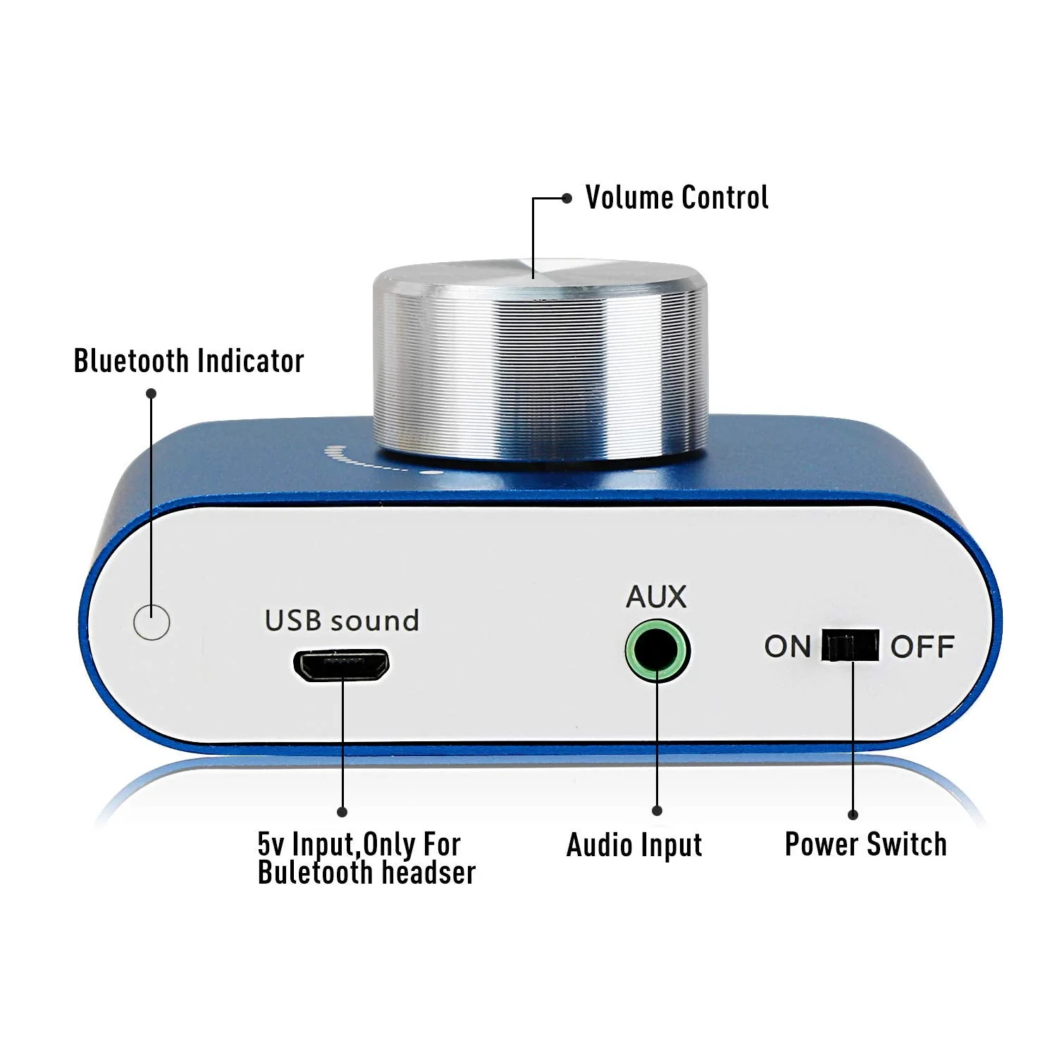 Facmogu F900 2 CH Bluetooth Amplifier 100W with Power Supply Adapter DC 12V 5A, 50W + 50W BT 5.0 Mini Wireless Audio Power AMP for Home HiFi Stereo Speaker Blue - Image 6