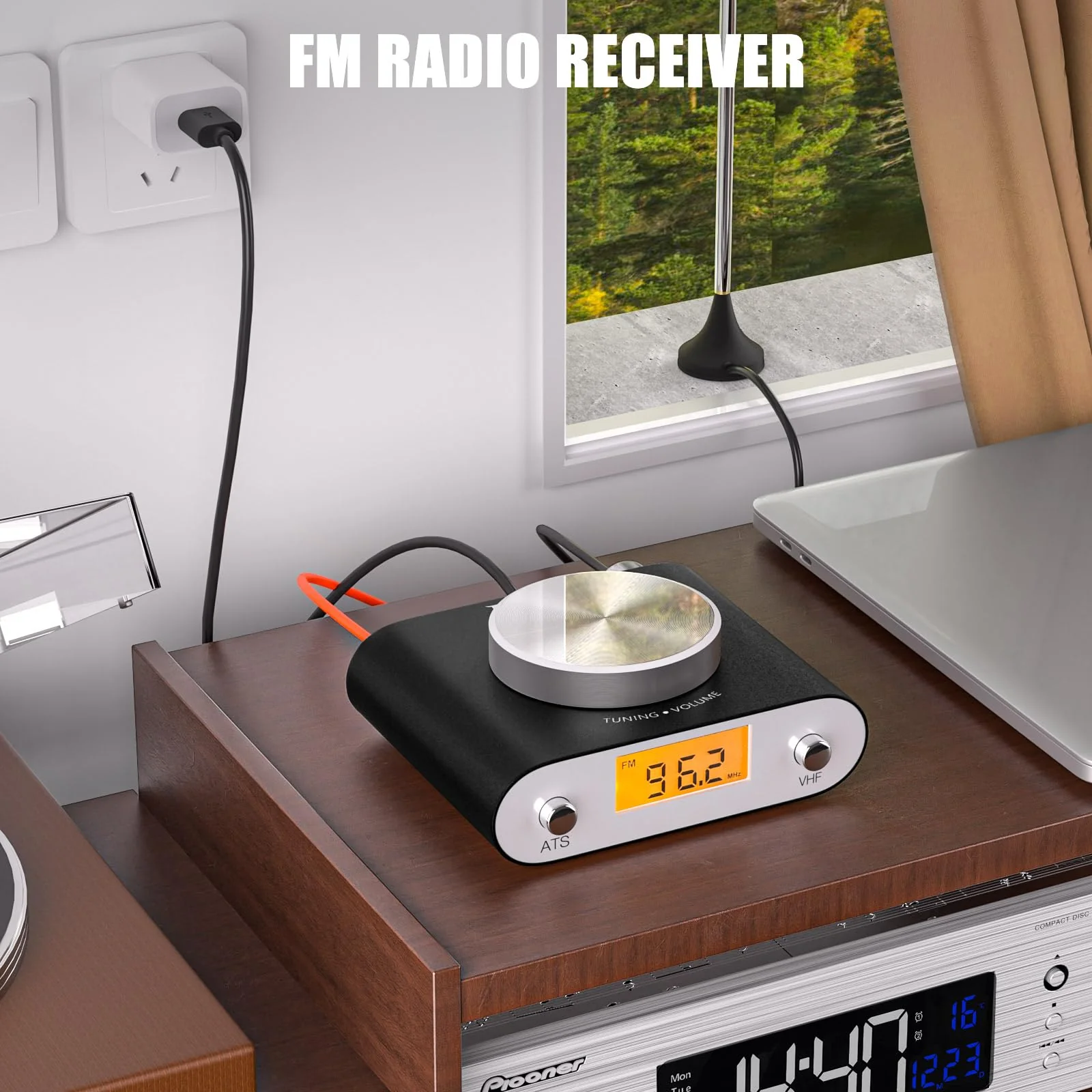 Facmogu FM Radio Receiver, Professional Si4730 Radio Receiver with 33ft Long Cables Antenna, Mini FM Global Frequency Radio Receiver, HiFi Radio Receiver Support Type -C Interface & 3.5mm Audio Output - Image 2