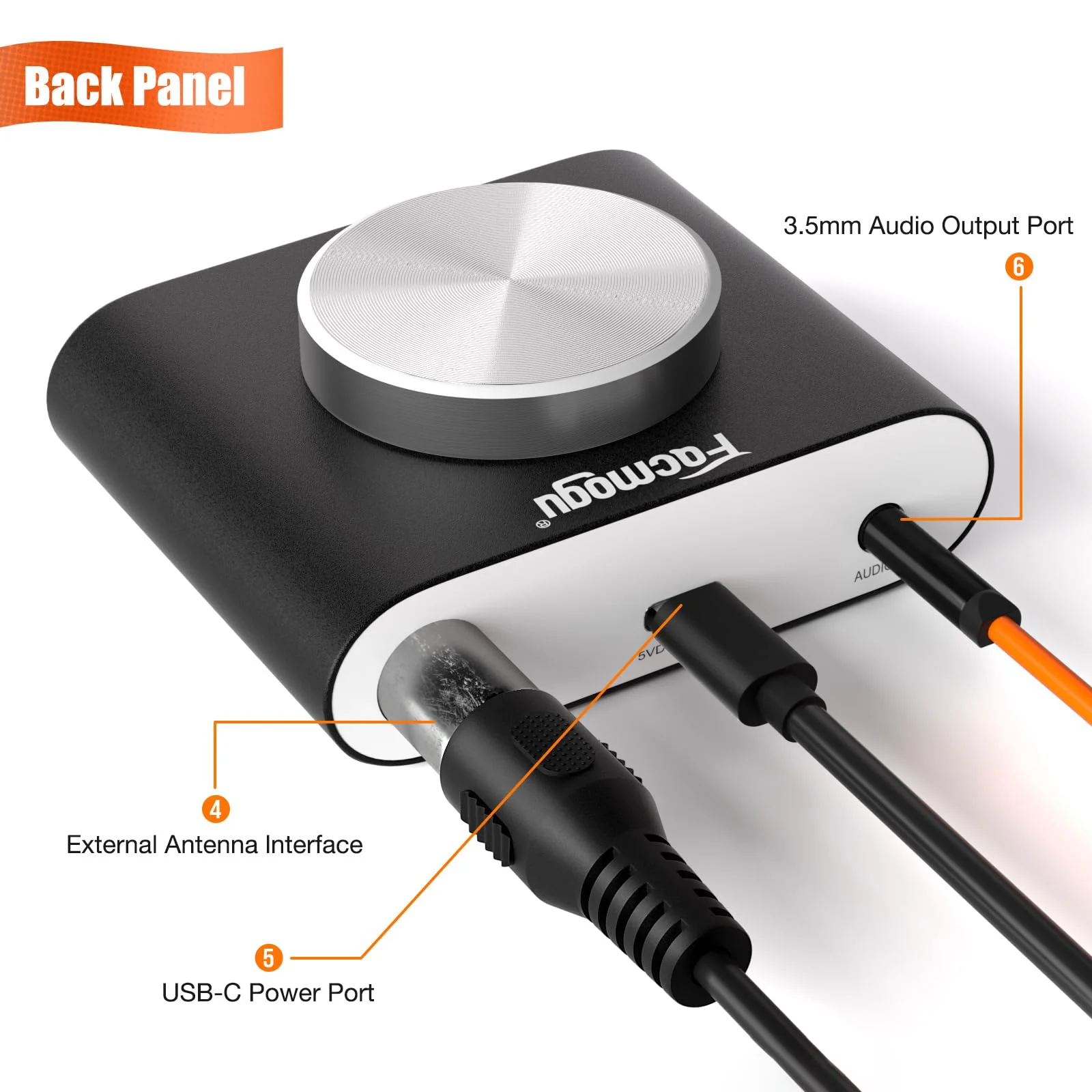 Facmogu FM Radio Receiver, Professional Si4730 Radio Receiver with 33ft Long Cables Antenna, Mini FM Global Frequency Radio Receiver, HiFi Radio Receiver Support Type -C Interface & 3.5mm Audio Output - Image 4