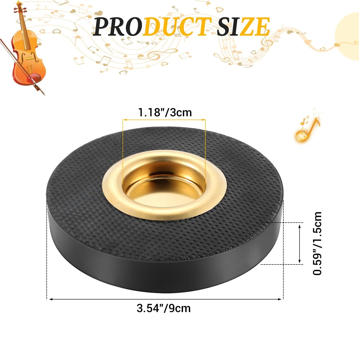 Facmogu Rock Stop for Cello, Cello Endpin Rest for Floor Protector String Instrument Accessory, Rock Stop Endpin Stand Holder with Reinforced Brass Cup & Hard Rubber Mat Anti-Slip Base - Image 3